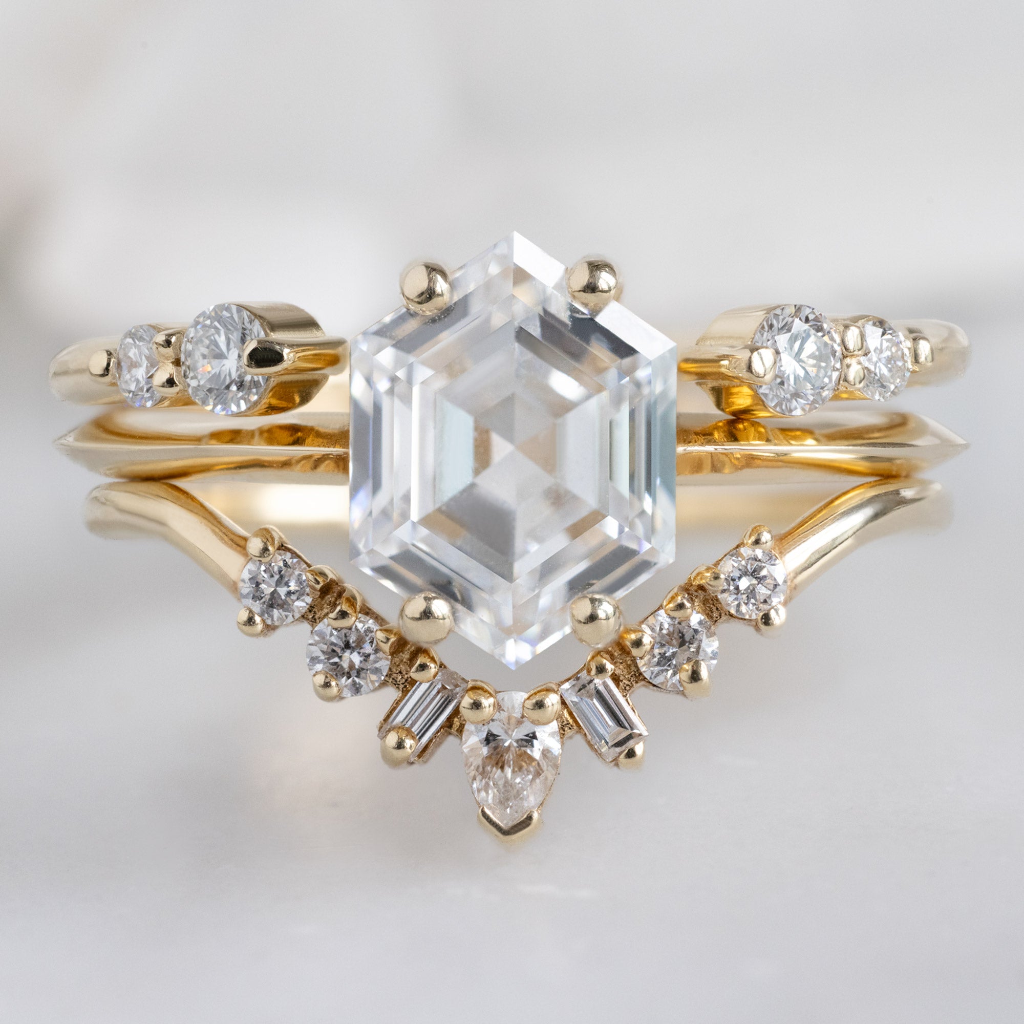 The Luxe Open Cuff Round Diamond Stacking Band | 14K Gold