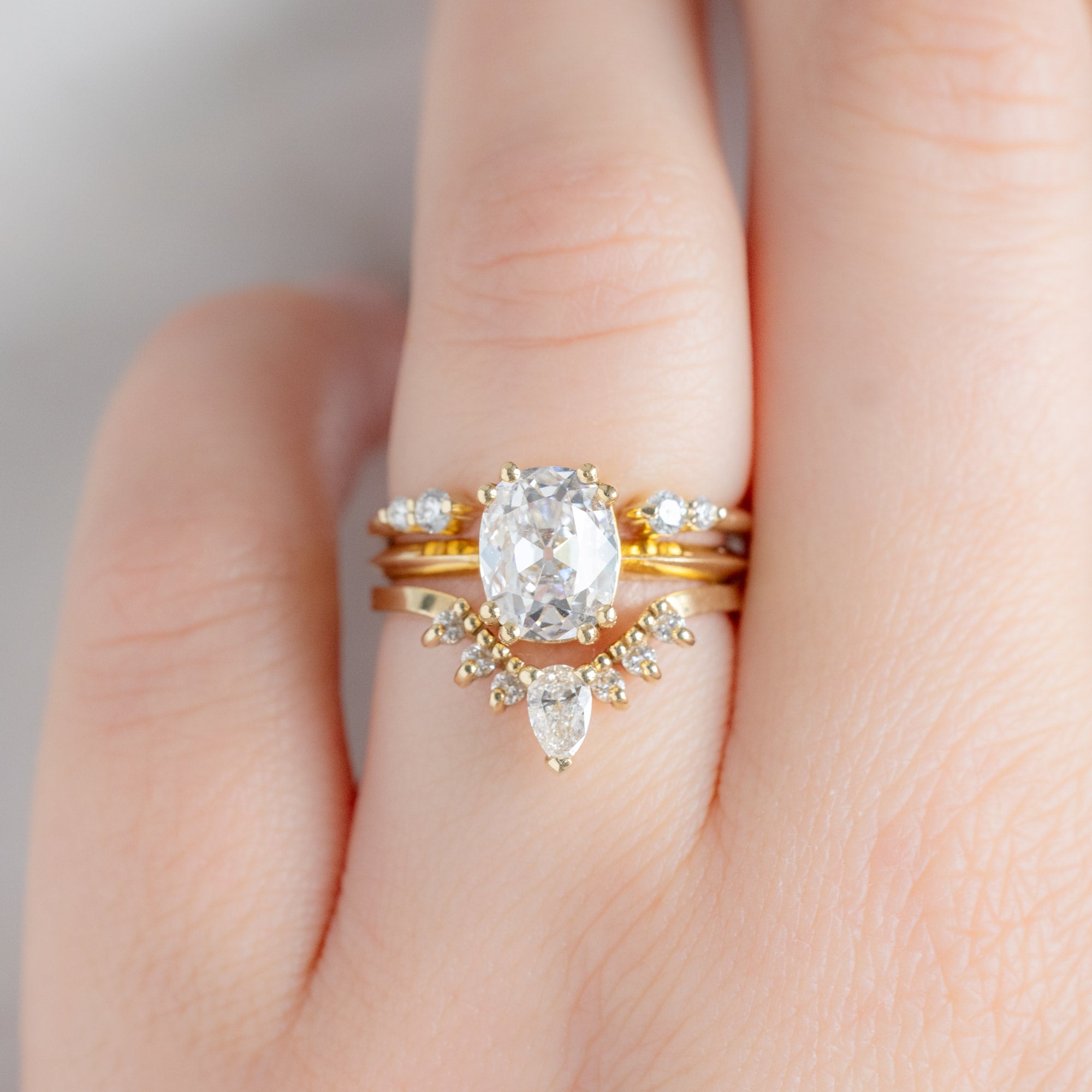The Luxe Open Cuff Round White Diamond Stacking Band | Yellow, Rose or White Gold