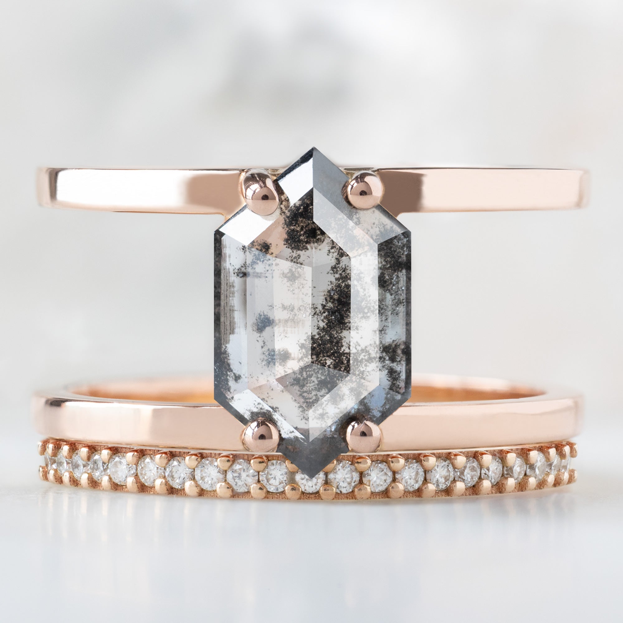 The Salt and Pepper Diamond Pavé Wedding Band | Yellow, Rose or White Gold