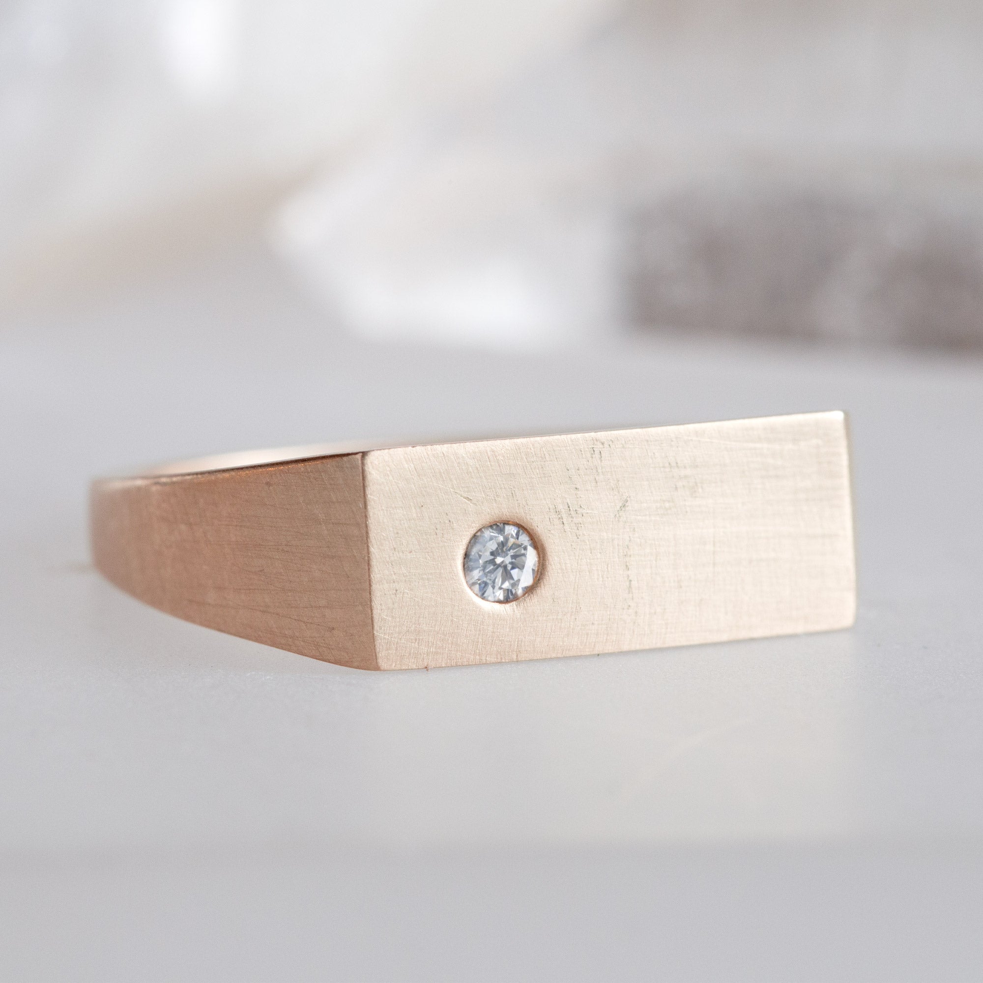 The Lune White Diamond Signet Ring | Yellow, Rose or White Gold