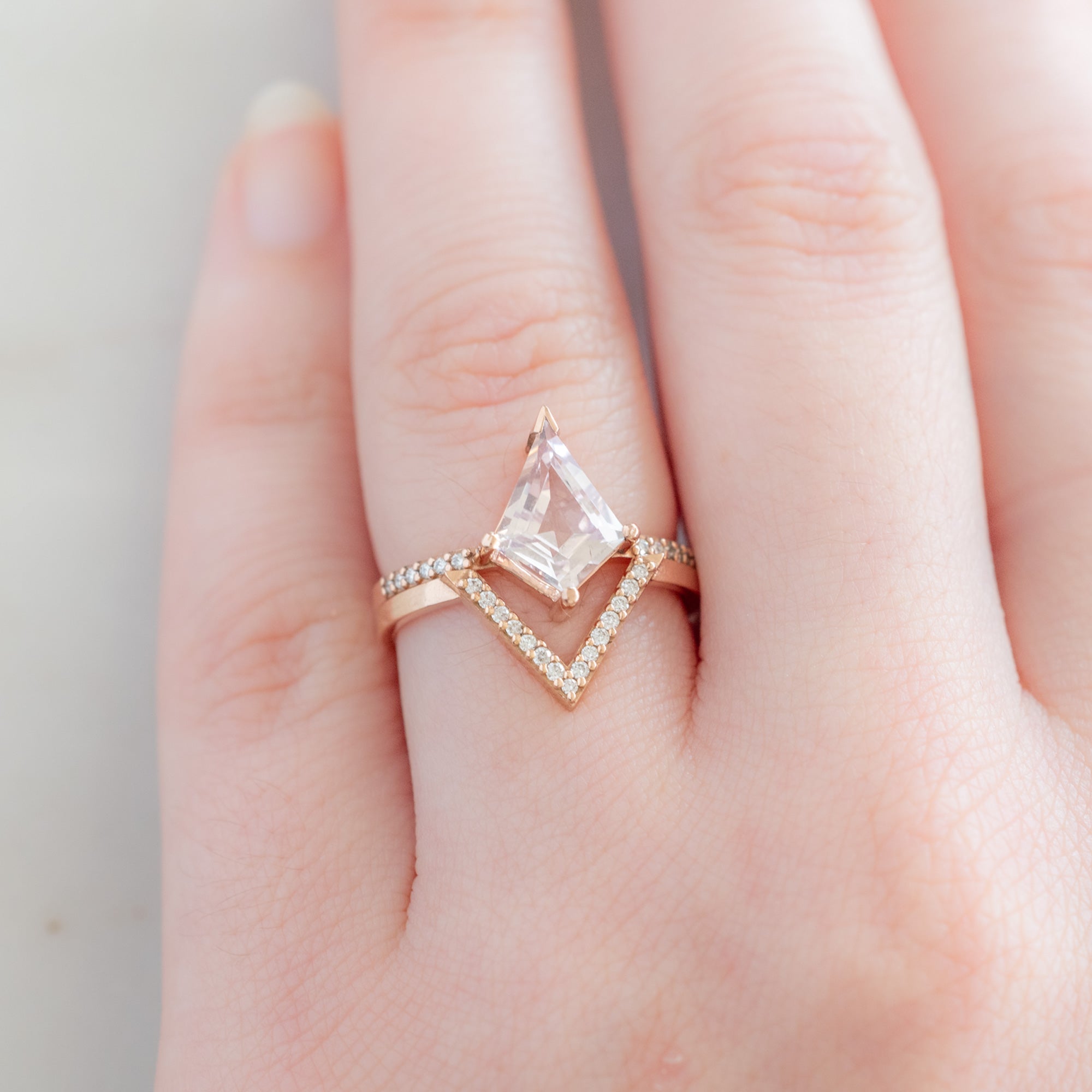 White Diamond Pavé Pointed Peak Stacking Band | Yellow, Rose or White Gold
