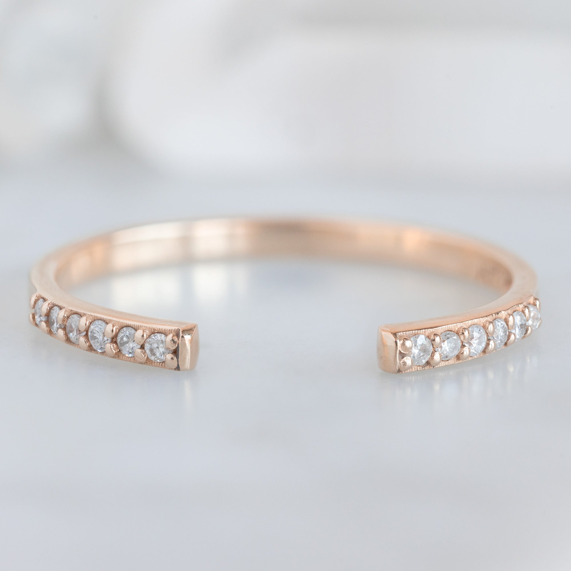 Open Cuff White Diamond Pavé Stacking Band | Yellow, Rose or White Gold