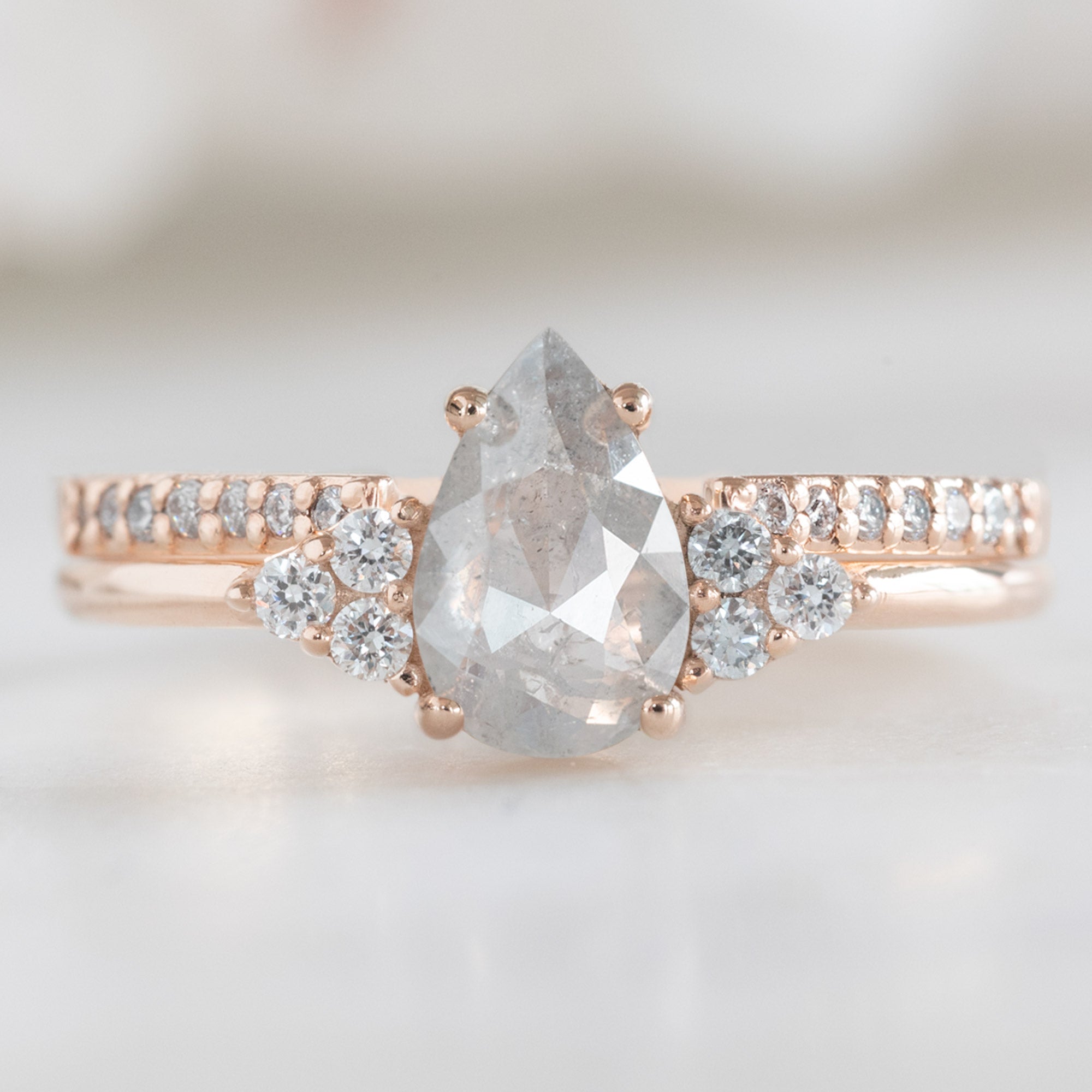 Open Cuff Salt and Pepper Diamond Pavé Stacking Band | Yellow, Rose or White Gold