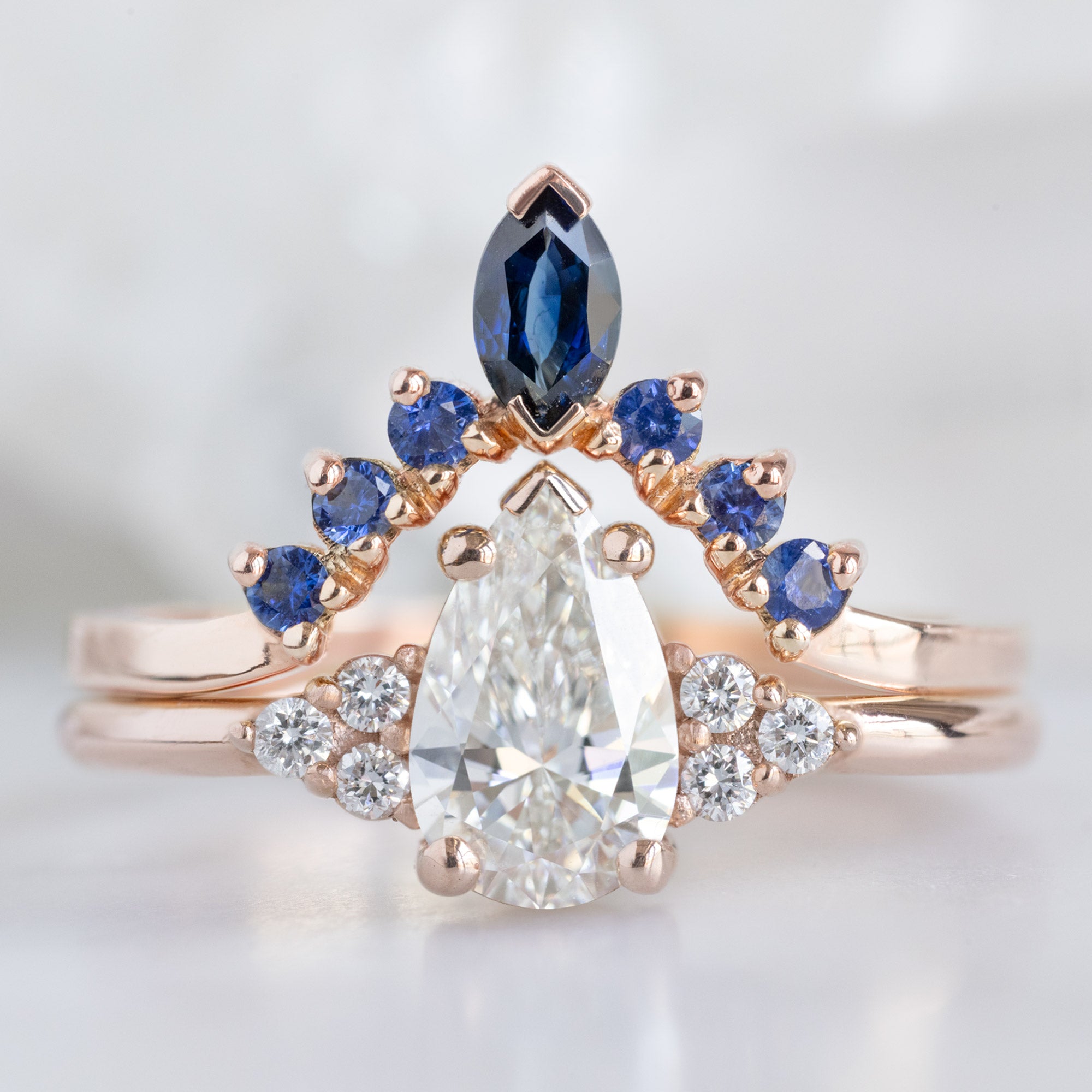 Sapphire Marquise Sunburst Stacking Band | Yellow, Rose or White Gold
