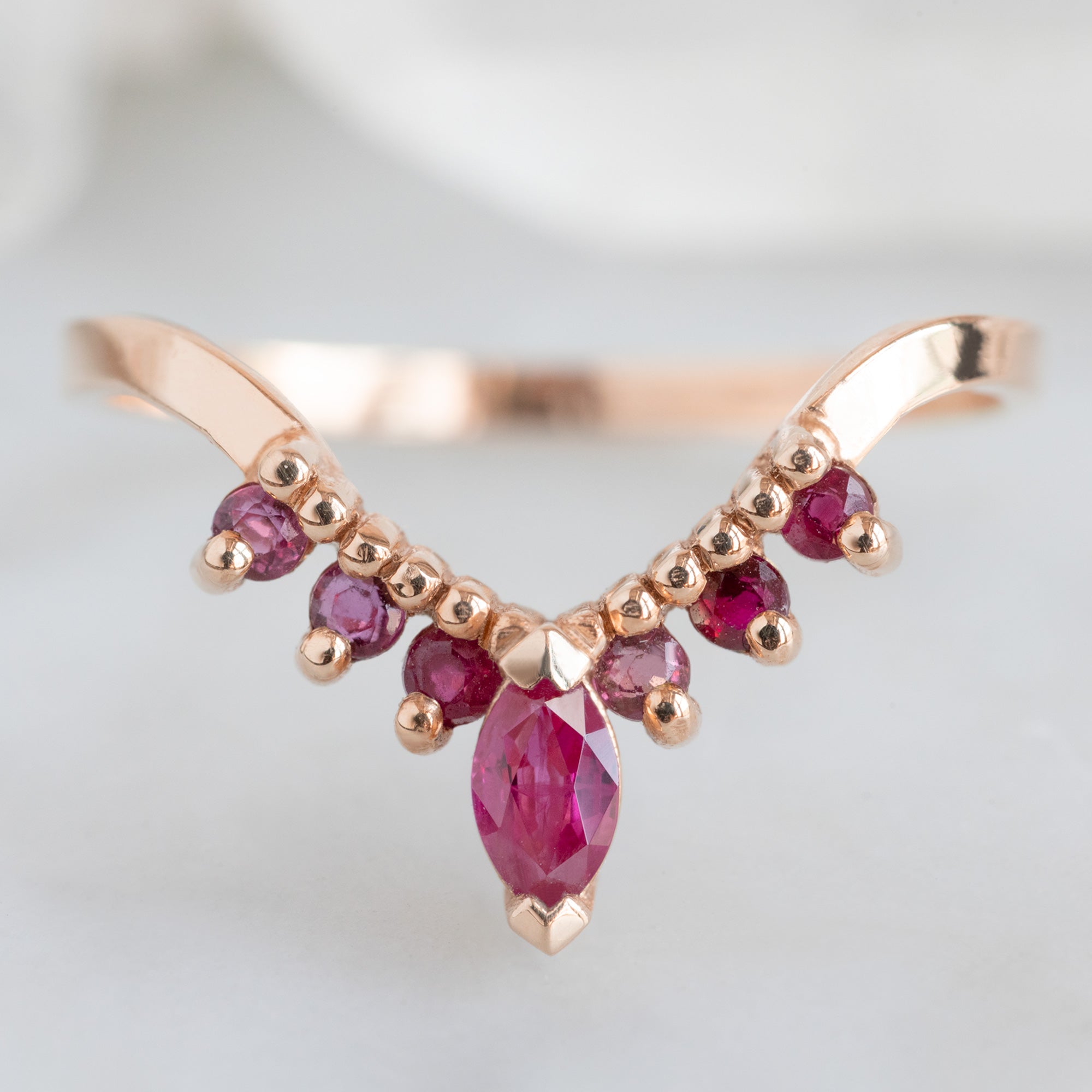 Ruby Marquise Sunburst Stacking Band | Yellow, Rose or White Gold