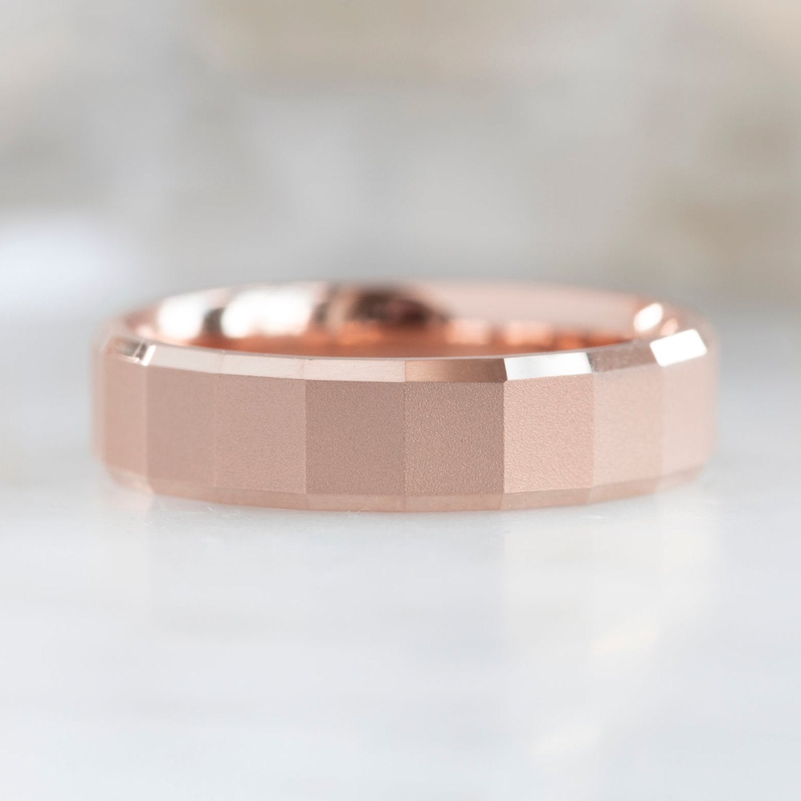The Faceted Gold Wedding Band | Yellow, Rose or White Gold