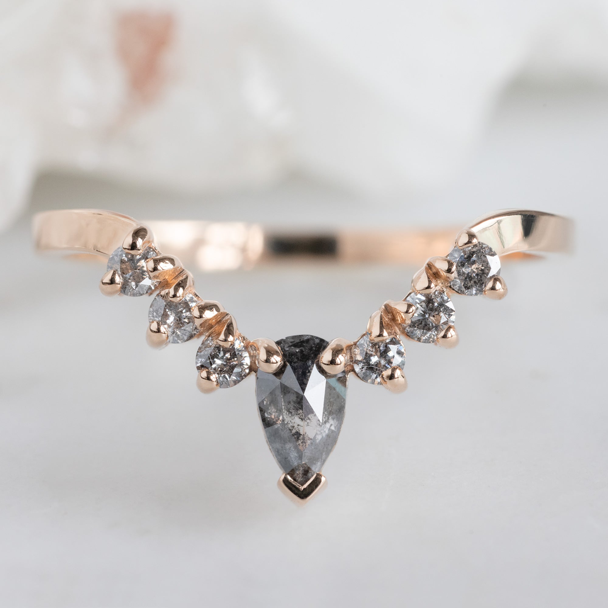 Black + Salt and Pepper Diamond Sunburst Stacking Band | Yellow, Rose or White Gold
