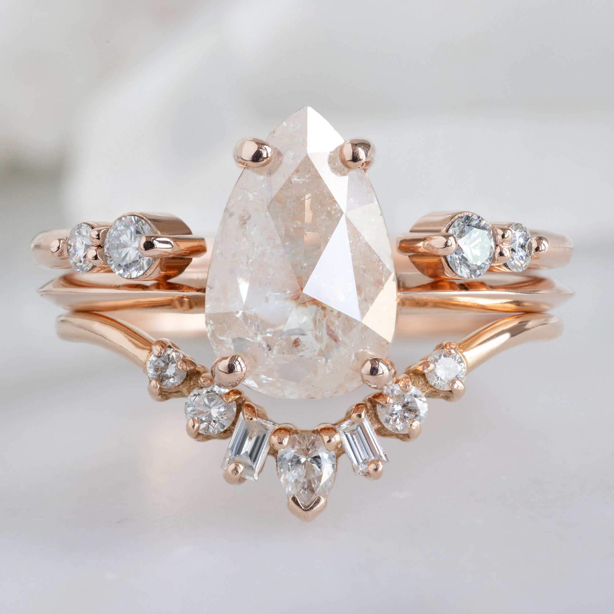The Luxe Open Cuff Round White Diamond Stacking Band | Yellow, Rose or White Gold