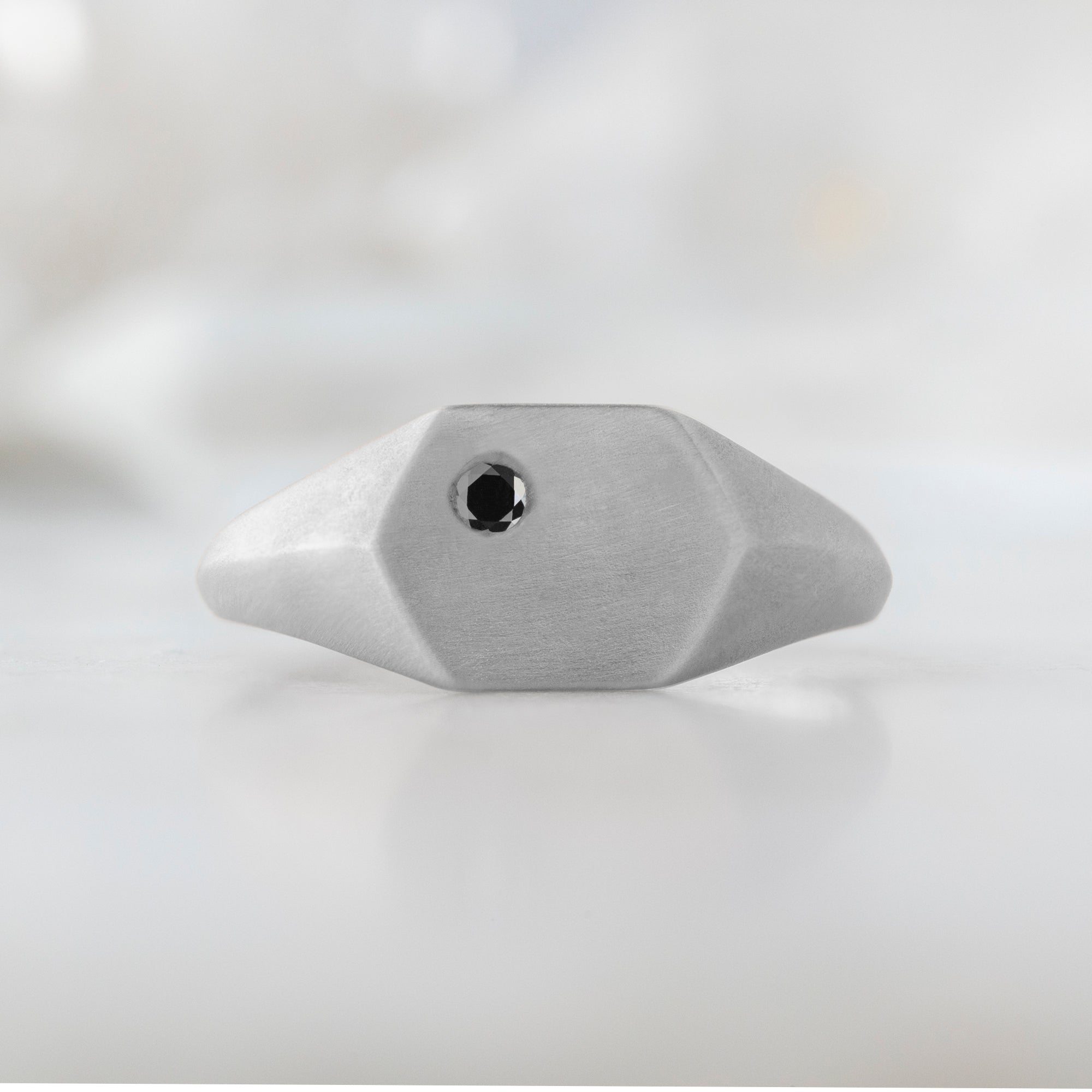 The Hexagon Black Diamond Signet Ring | Yellow, Rose or White Gold