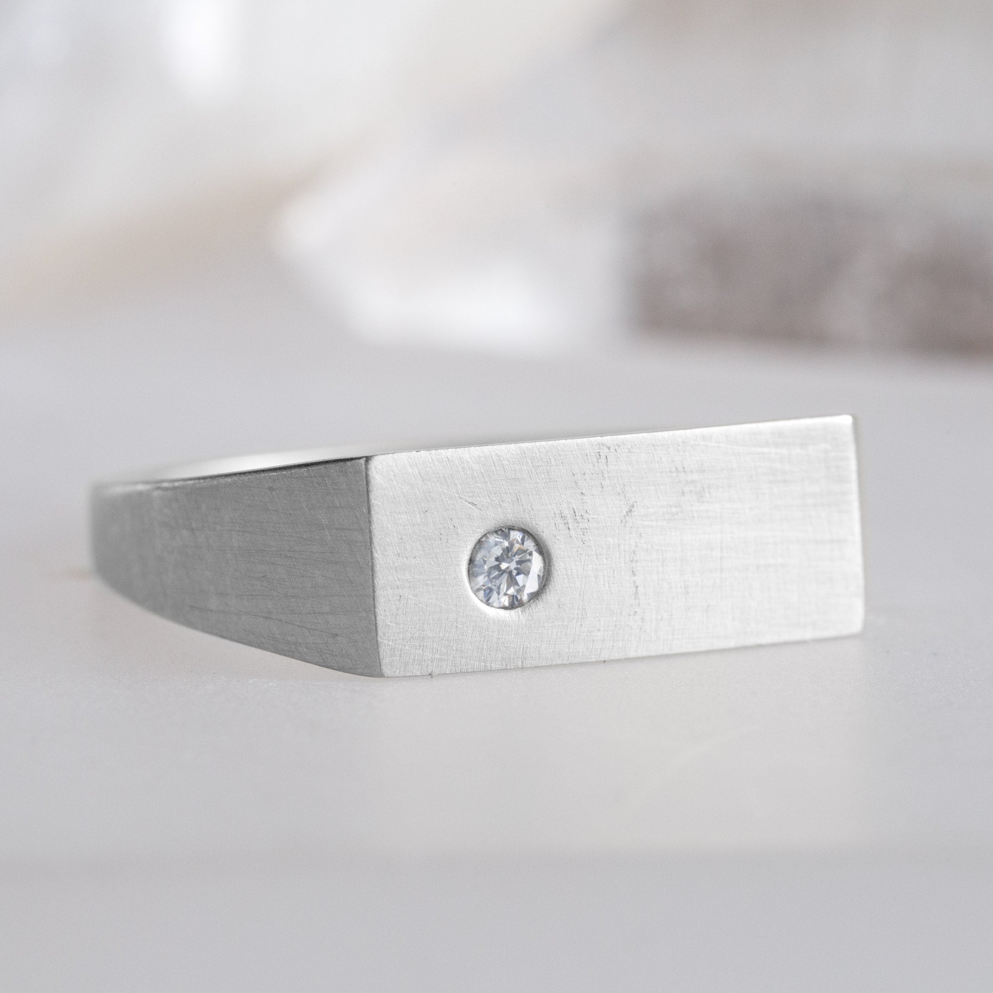 The Lune White Diamond Signet Ring | Yellow, Rose or White Gold