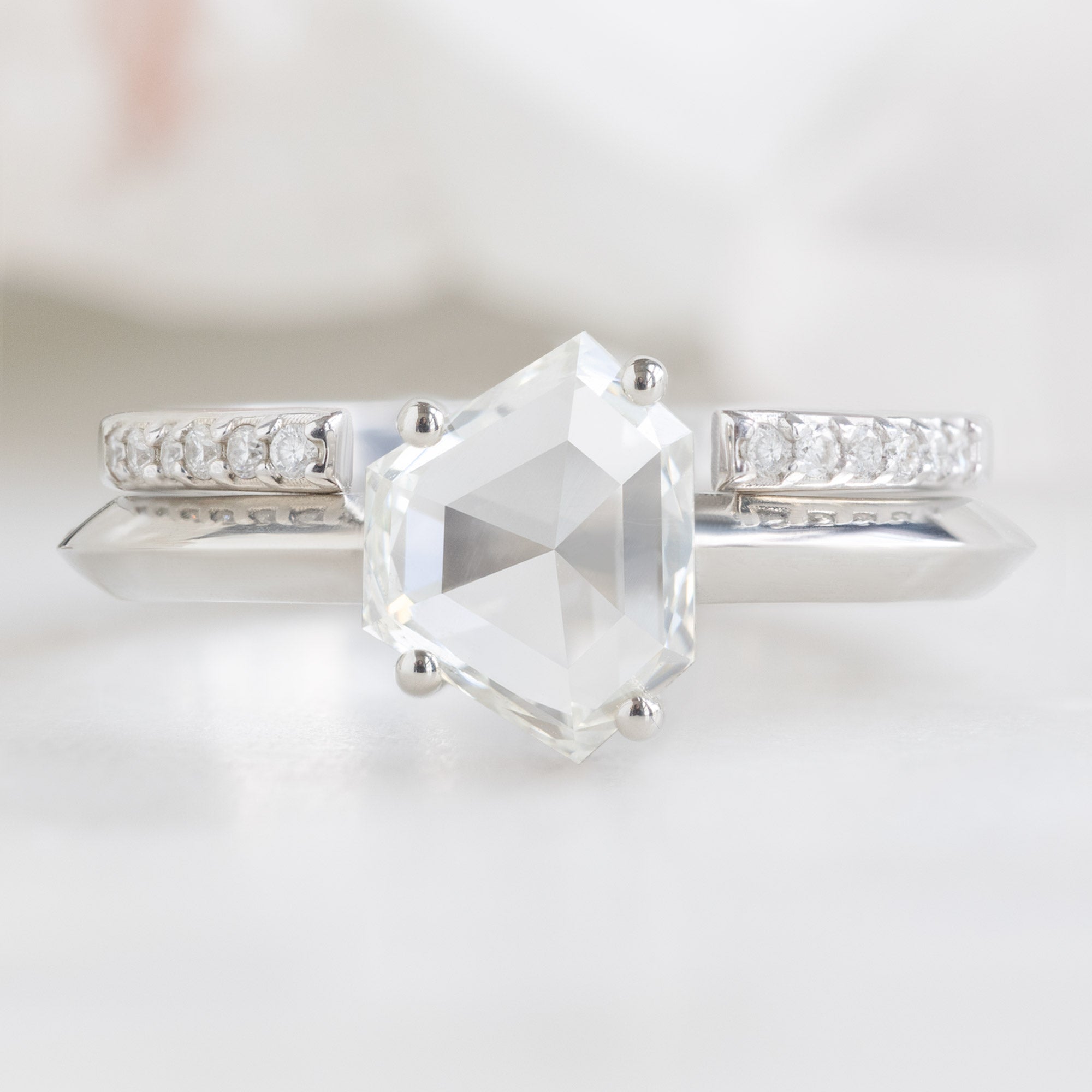 Open Cuff White Diamond Pavé Stacking Band | Yellow, Rose or White Gold