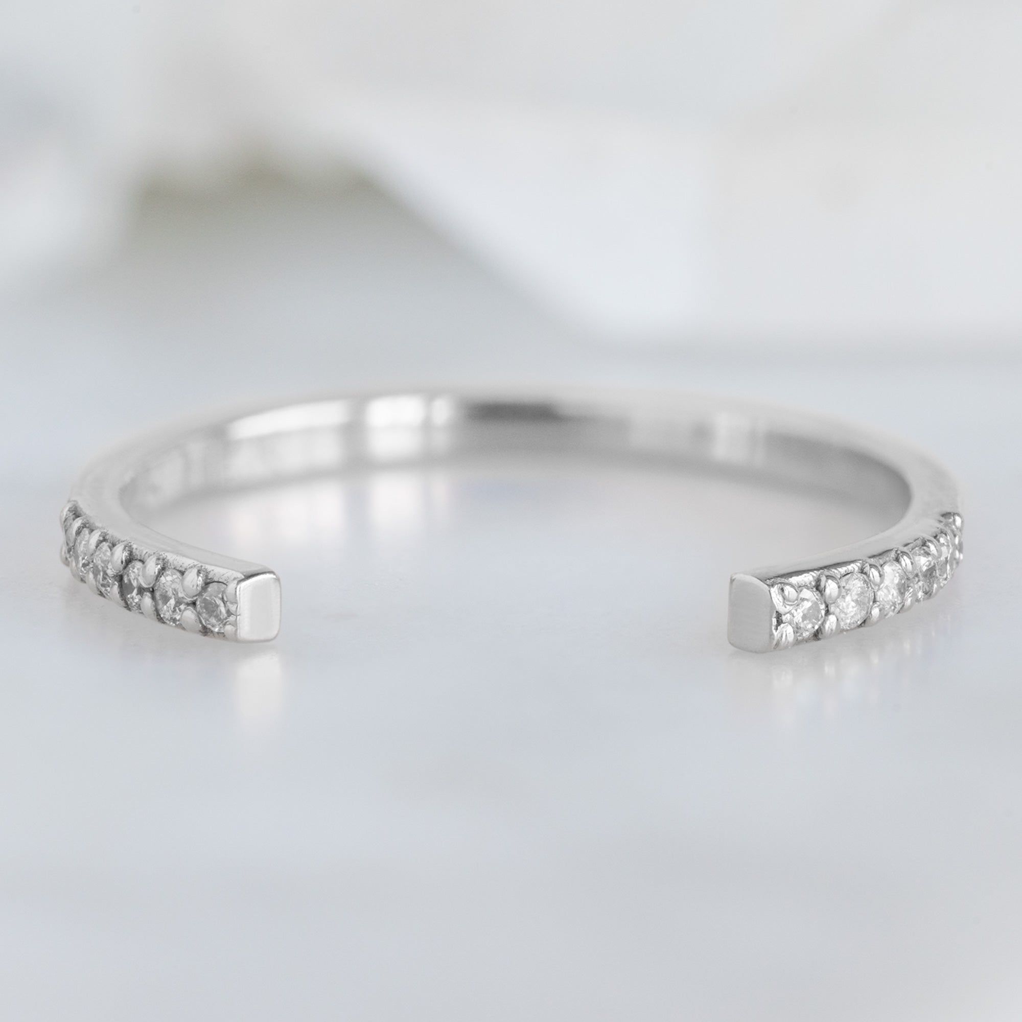 Open Cuff Salt and Pepper Diamond Pavé Stacking Band | Yellow, Rose or White Gold