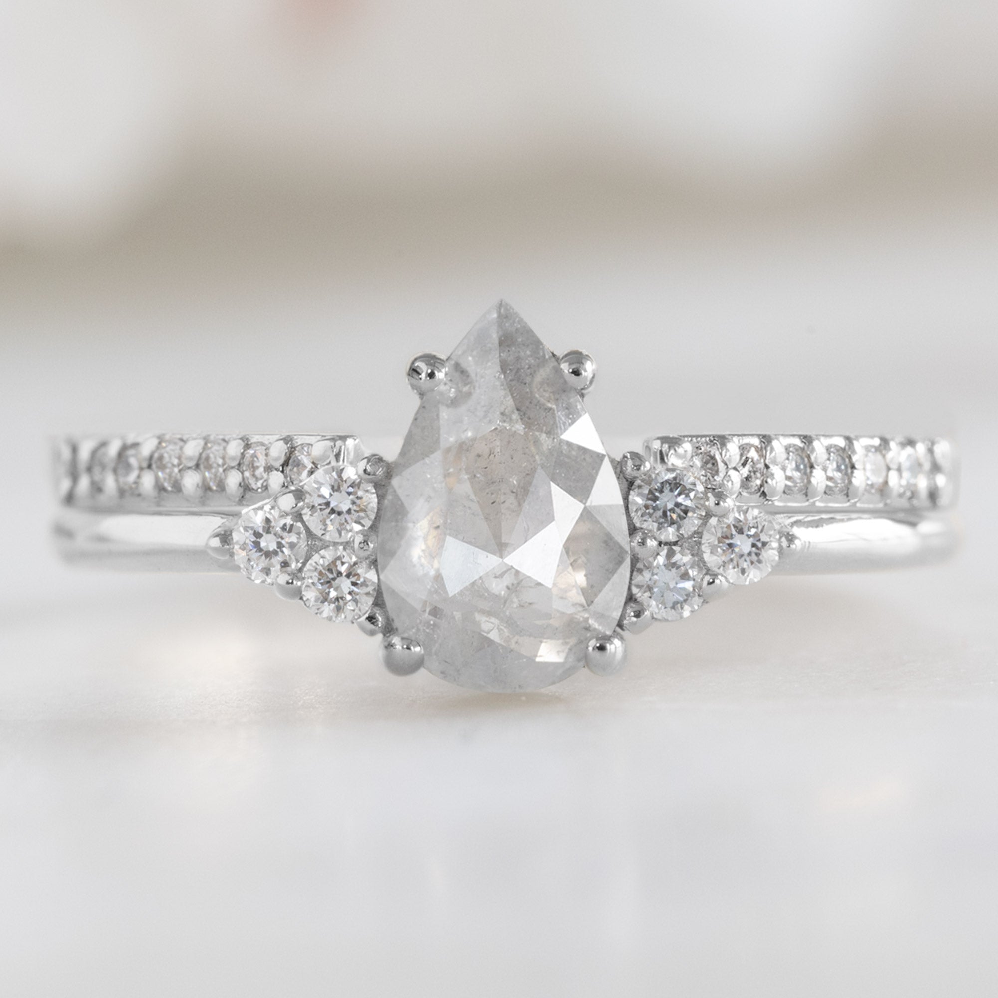 Open Cuff Salt and Pepper Diamond Pavé Stacking Band | Yellow, Rose or White Gold
