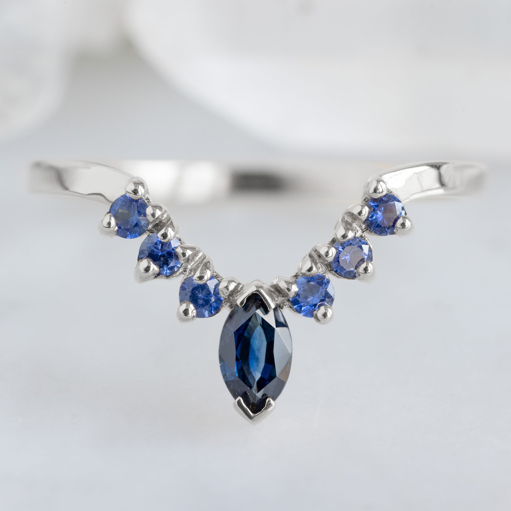 Sapphire Marquise Sunburst Stacking Band | Yellow, Rose or White Gold
