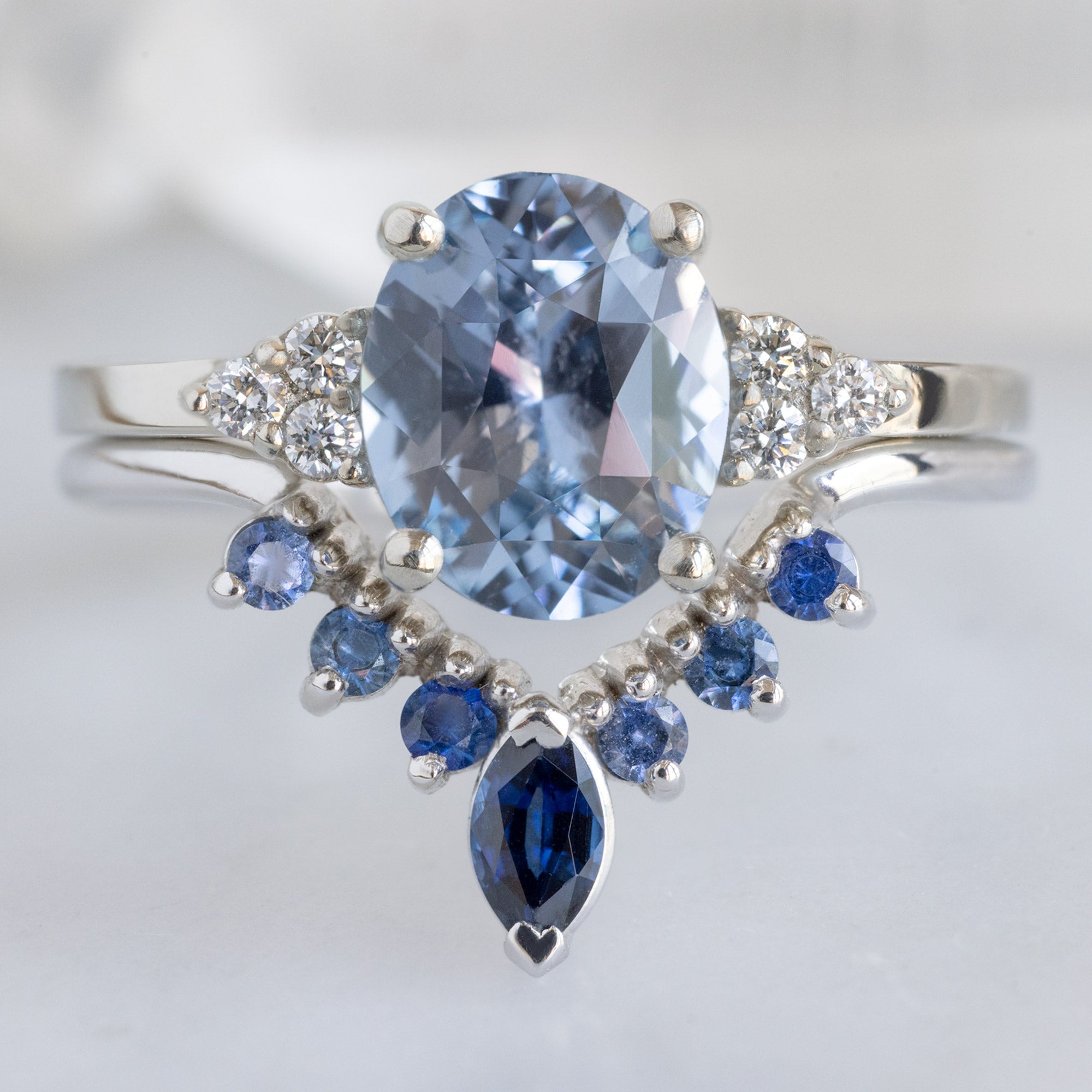 Sapphire Marquise Sunburst Stacking Band | Yellow, Rose or White Gold