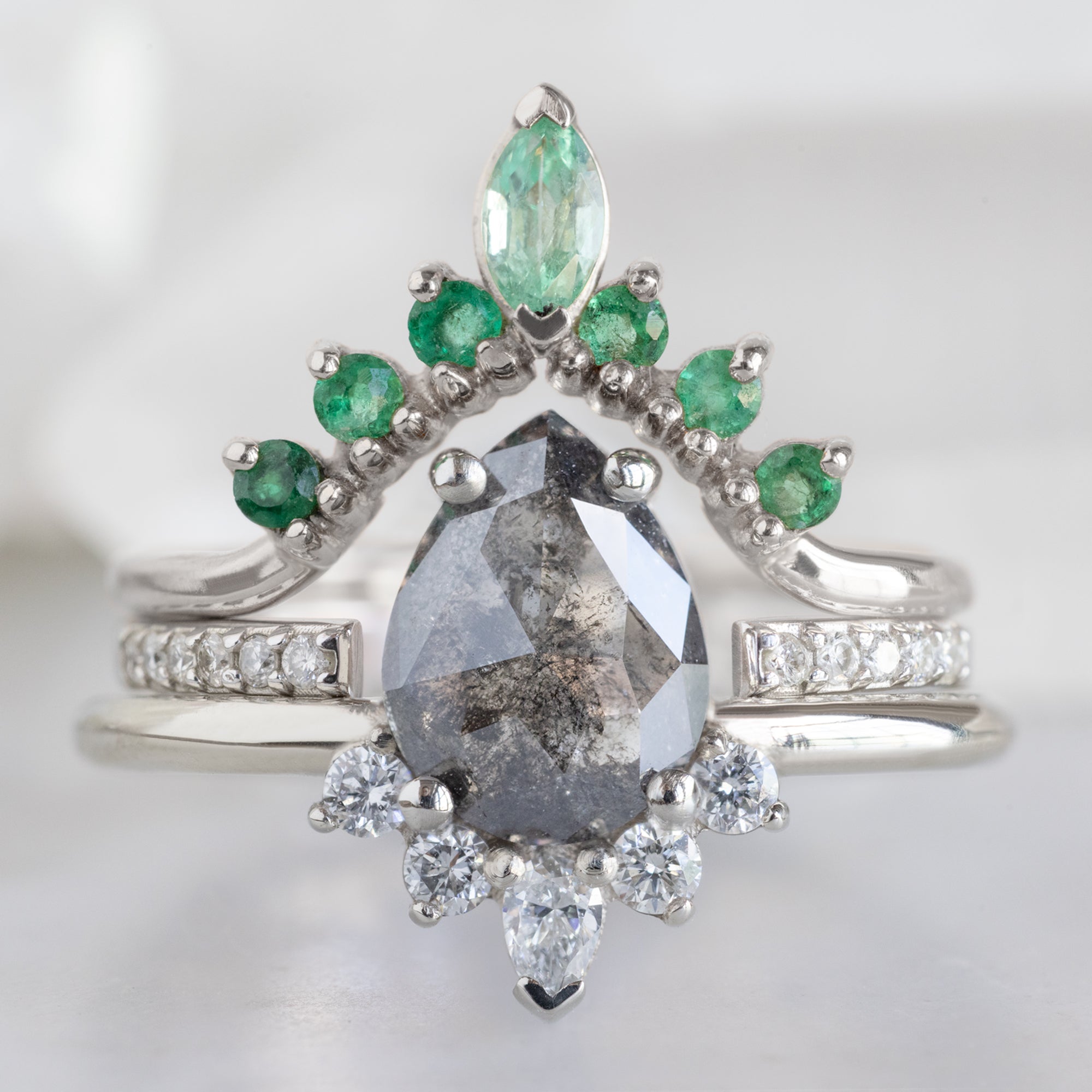 Emerald Marquise Sunburst Stacking Band | Yellow, Rose or White Gold