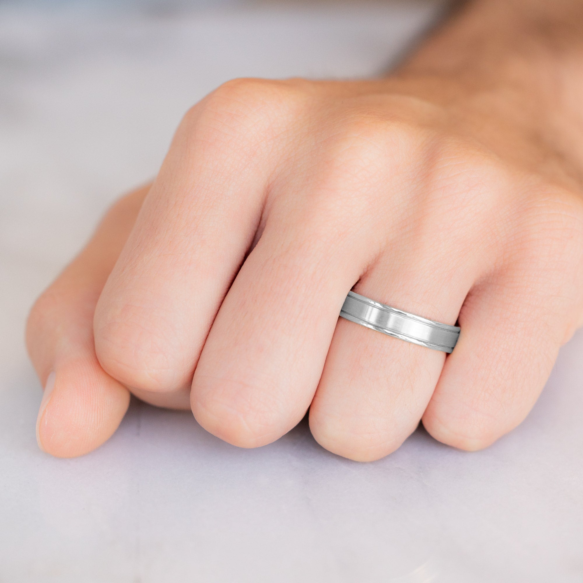 The Grooved Wedding Band | Yellow, Rose or White Gold