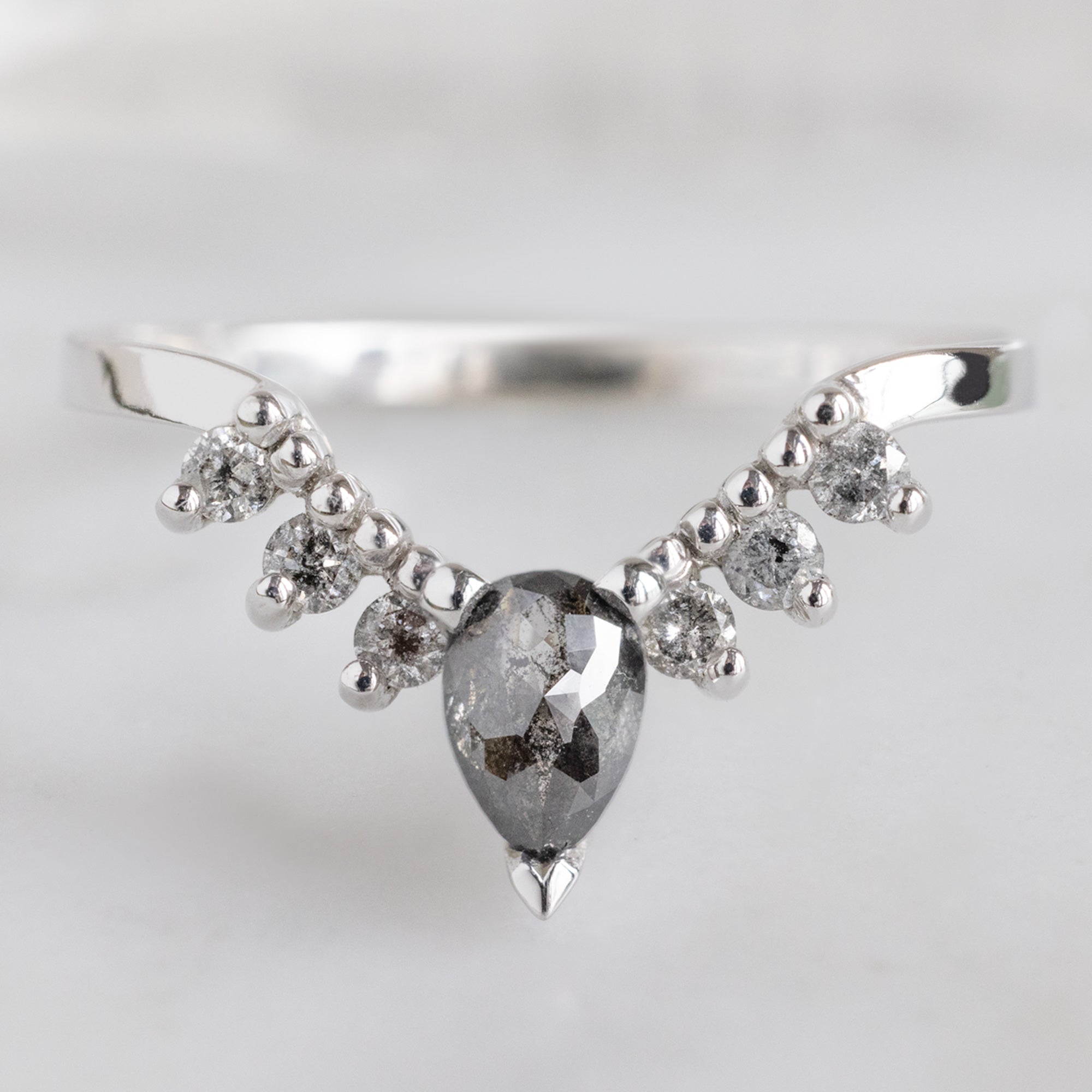 Black + Salt and Pepper Diamond Sunburst Stacking Band | Yellow, Rose or White Gold