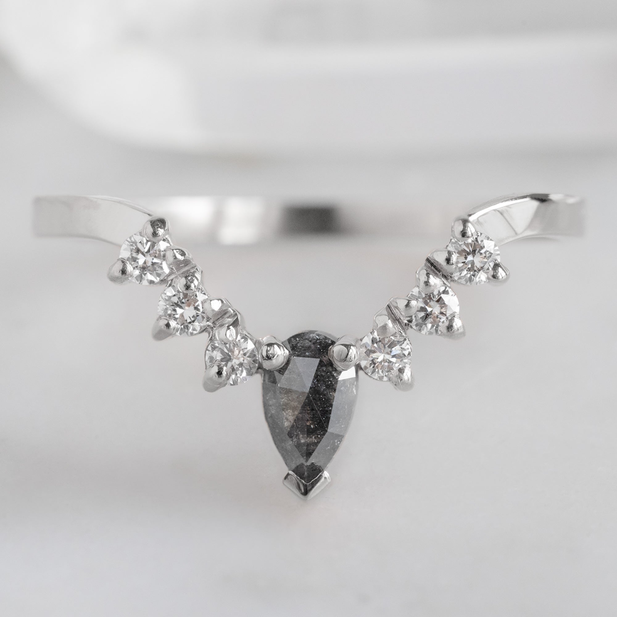 Black + White Diamond Sunburst Stacking Band | Yellow, Rose or White Gold