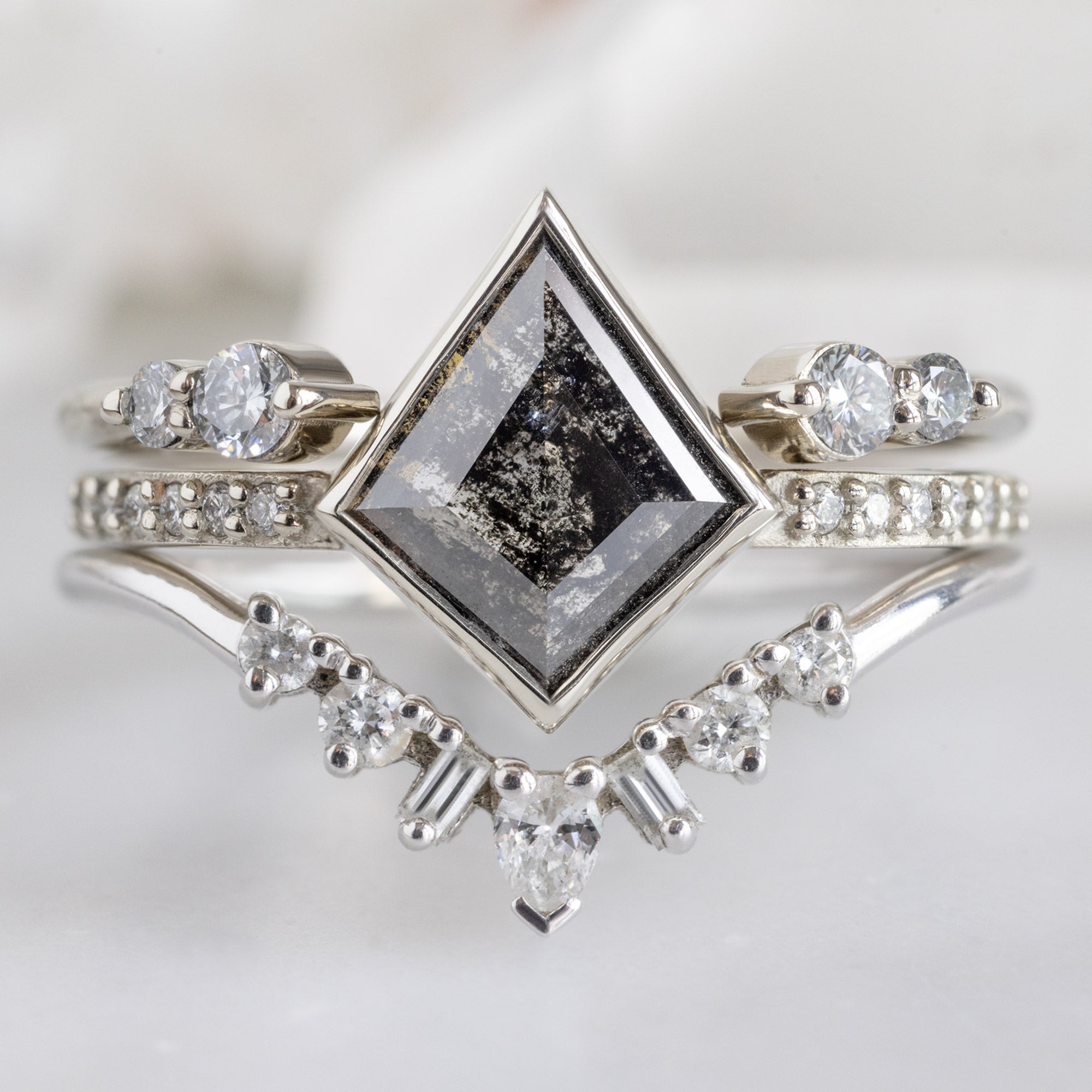 The Luxe Open Cuff Round White Diamond Stacking Band | Yellow, Rose or White Gold