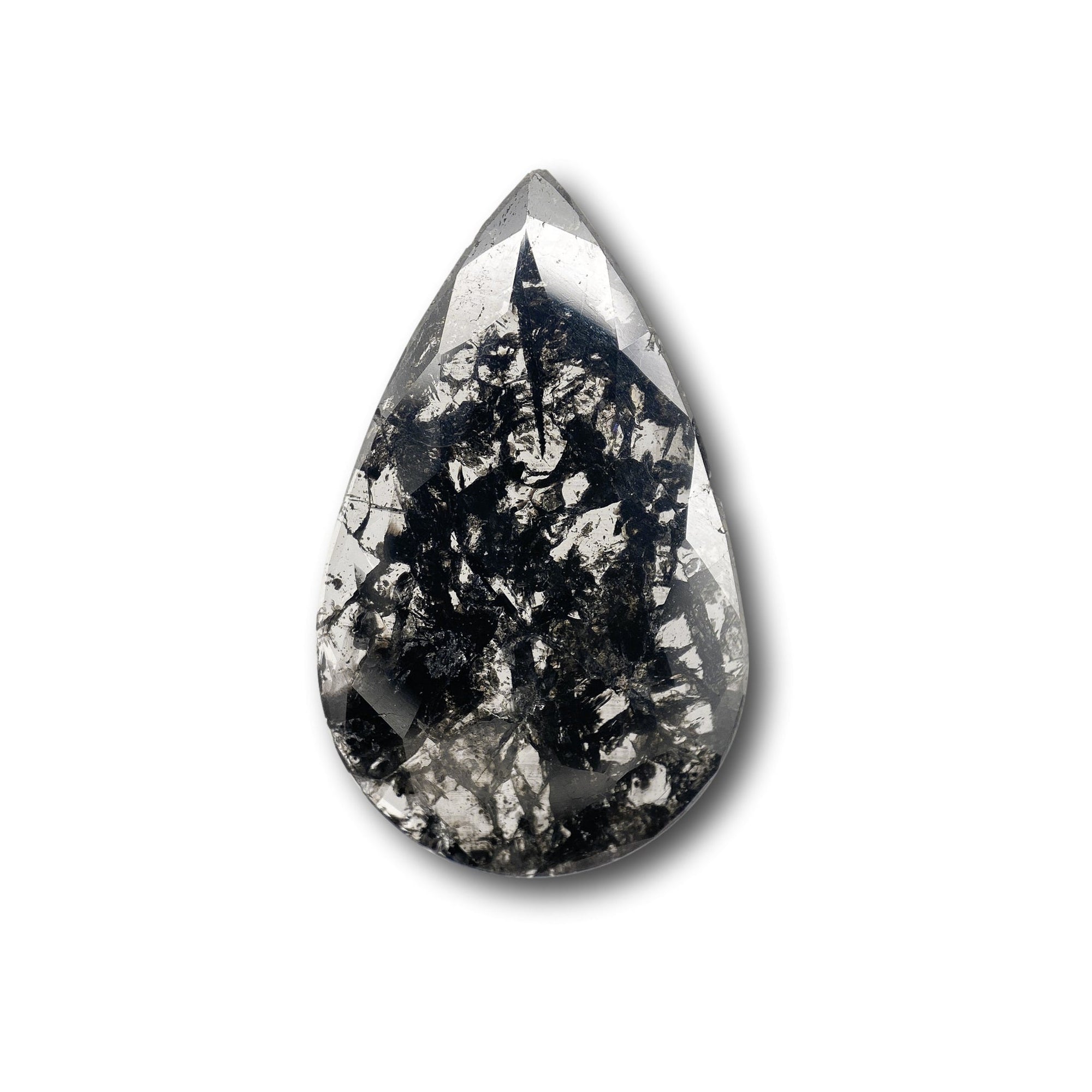 DIAMOND VAULT SALT & PEPPER DIAMOND 2.96ct | Salt & Pepper Pear Shape Rose Cut Diamond