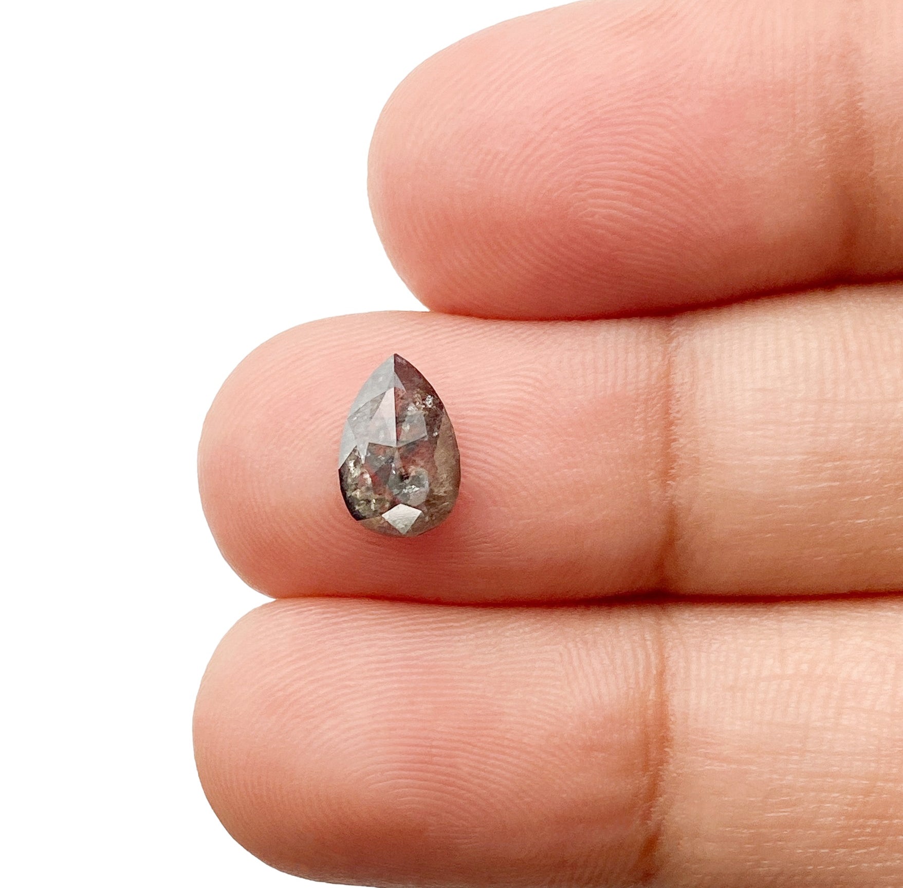 DIAMOND VAULT SALT & PEPPER DIAMOND 1.28ct | Salt & Pepper Pear Shape Rose Cut Diamond
