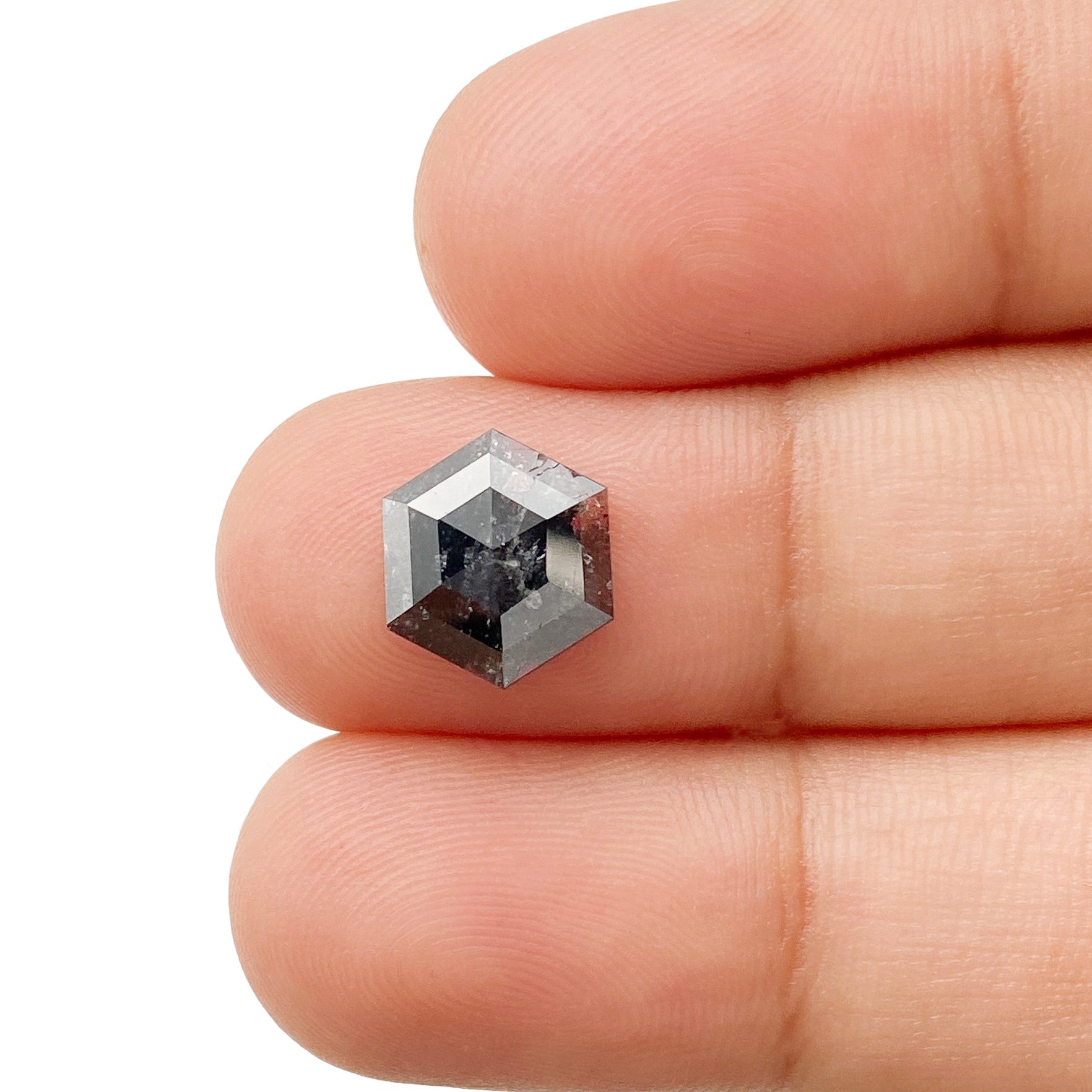 DIAMOND VAULT SALT & PEPPER DIAMOND 1.79ct | Salt & Pepper Hexagon Shape Rose Cut Diamond