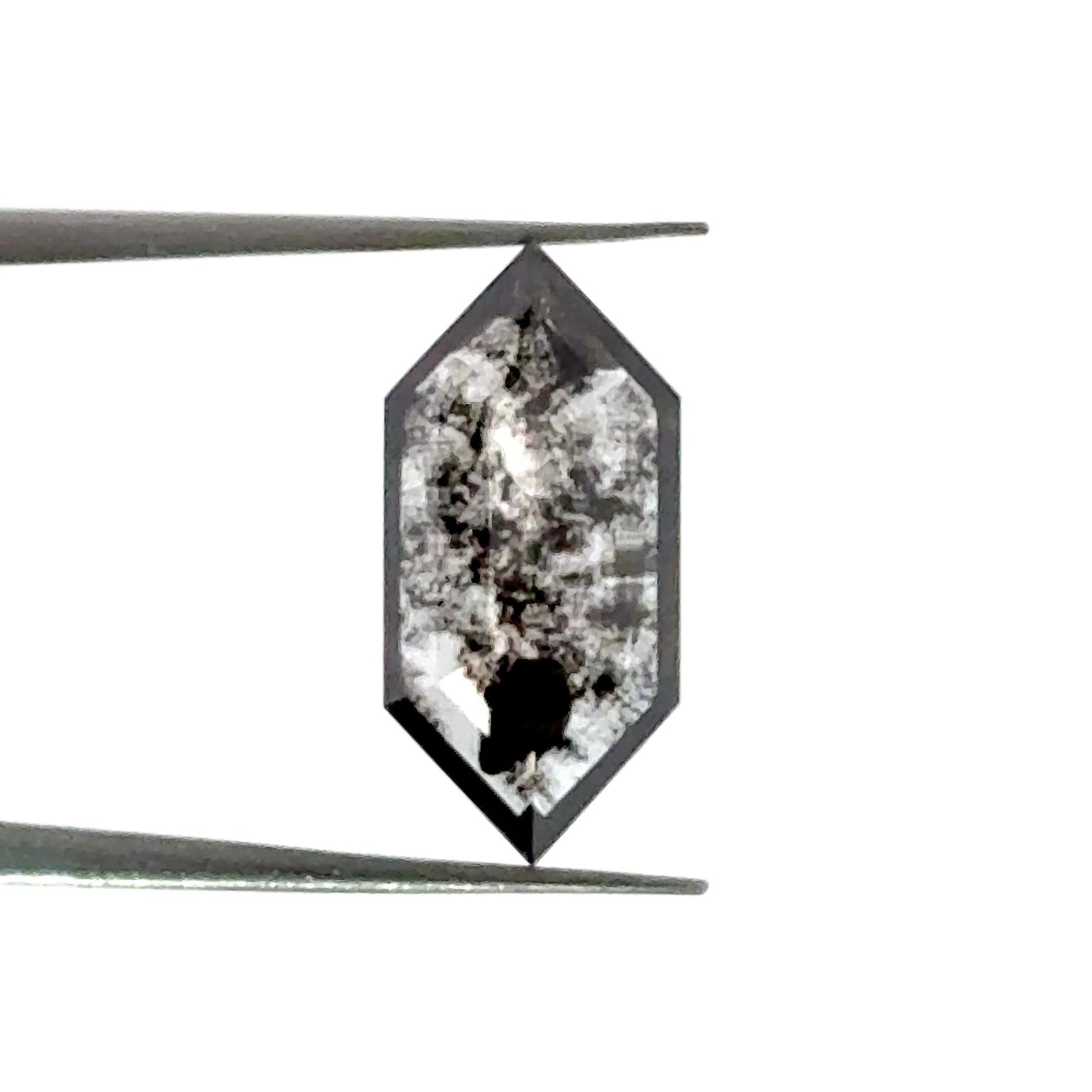 LITHOS Diamond Lab Diamond 1.98ct | Salt & Pepper Hexagon Shape Step Cut Lab Diamond