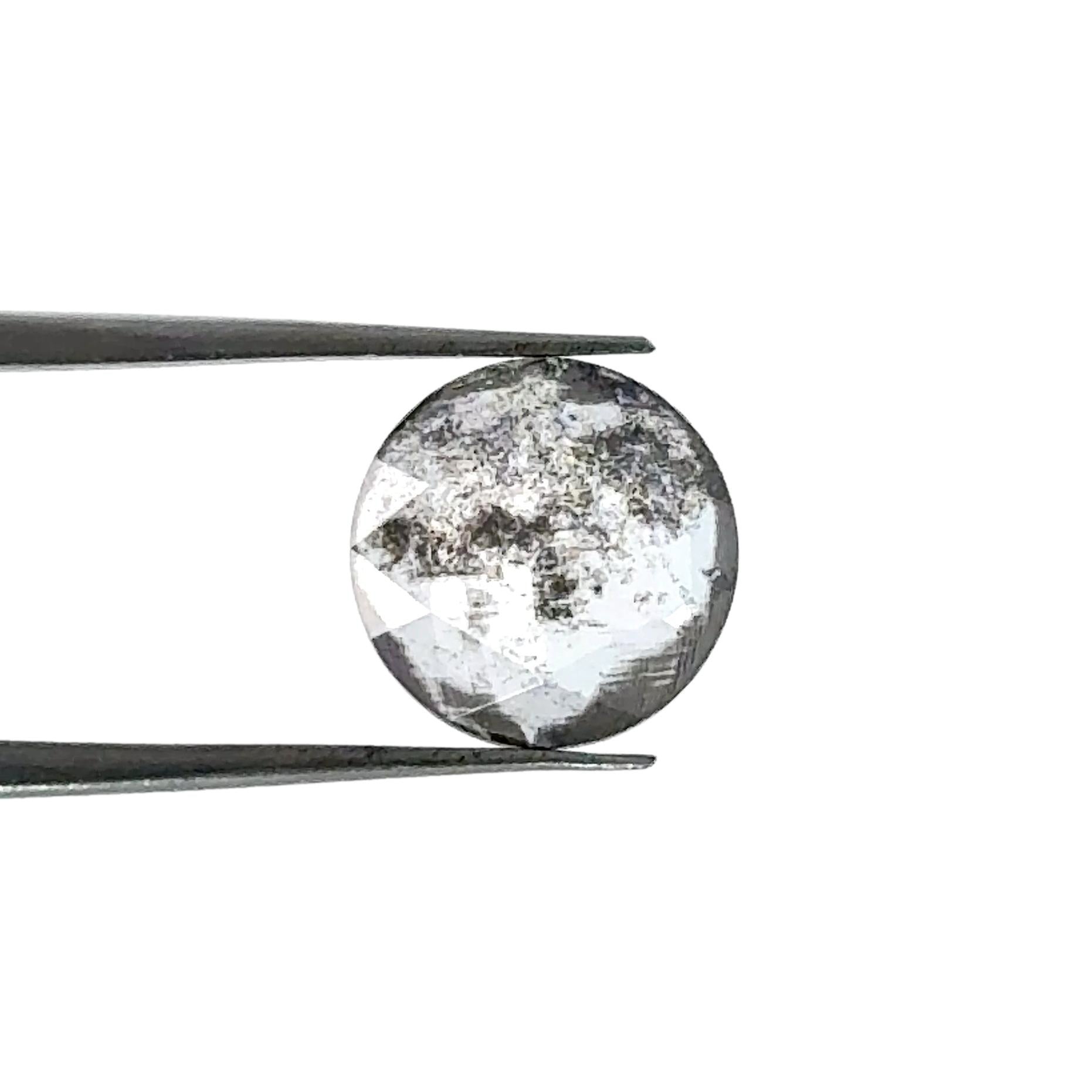 LITHOS Diamond Lab Diamond 1.11ct | Salt & Pepper Round Shape Rose Cut Lab Diamond