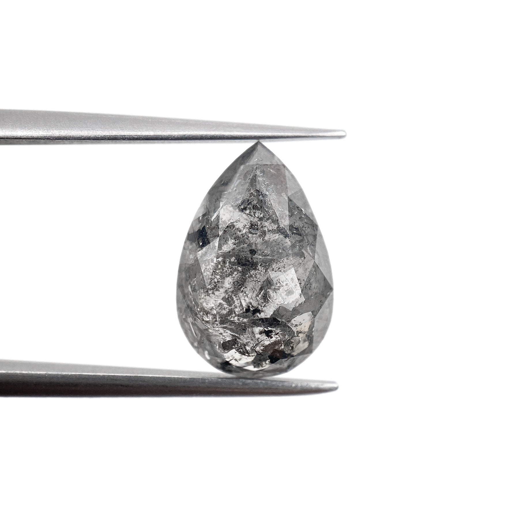 DIAMOND VAULT SALT & PEPPER DIAMOND 3.85ct | Salt & Pepper Pear Shape Brilliant Cut Diamond