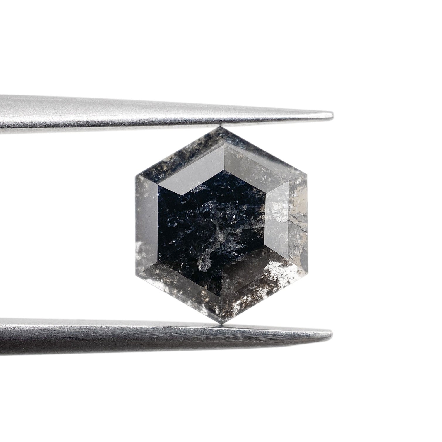 DIAMOND VAULT SALT & PEPPER DIAMOND 1.79ct | Salt & Pepper Hexagon Shape Rose Cut Diamond