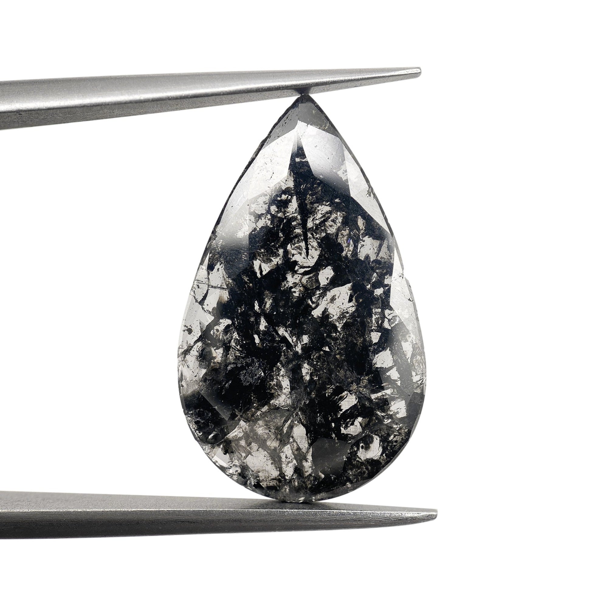 DIAMOND VAULT SALT & PEPPER DIAMOND 2.96ct | Salt & Pepper Pear Shape Rose Cut Diamond