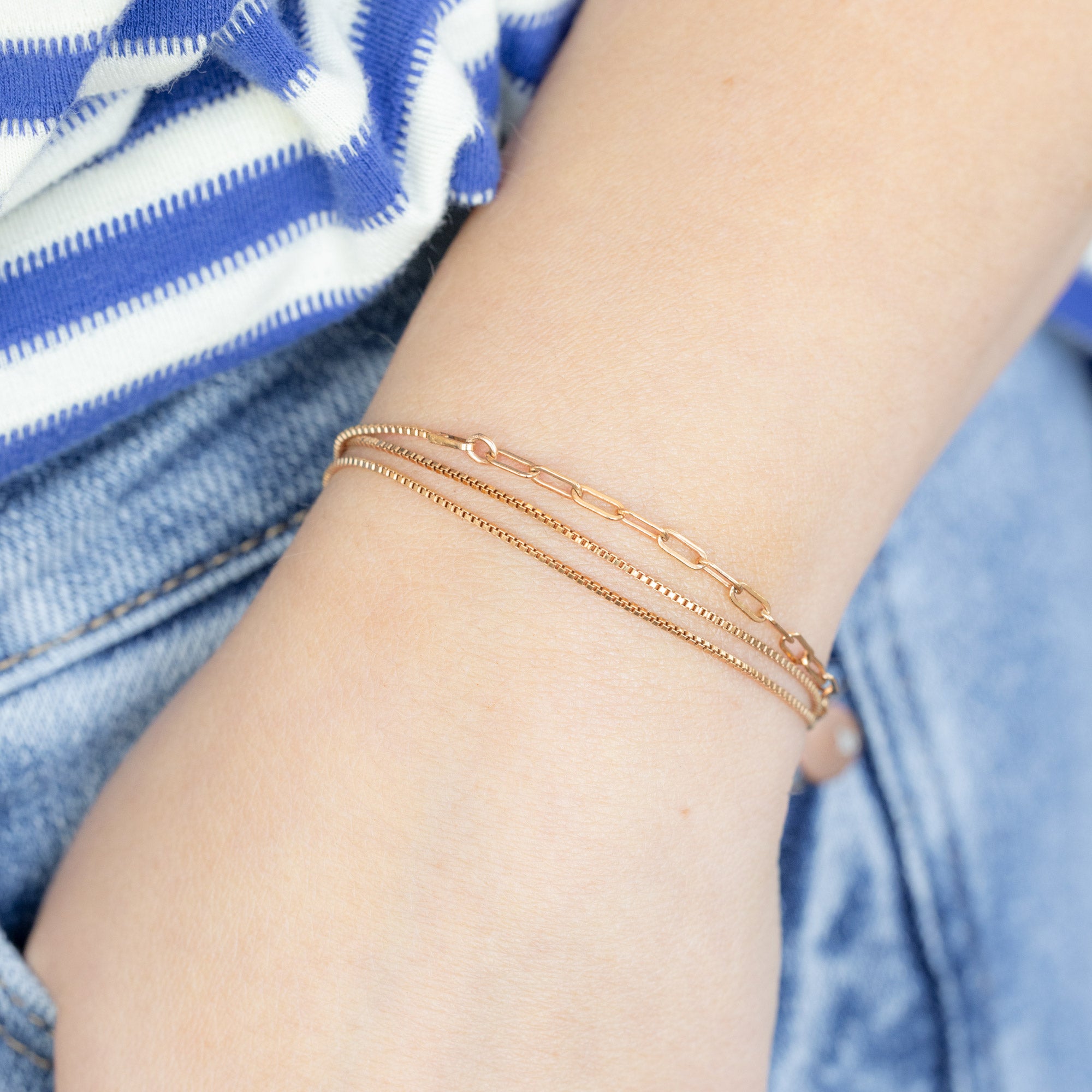 The 4-in-1 Cable Chain Bracelet in 14K Rose Gold on Model