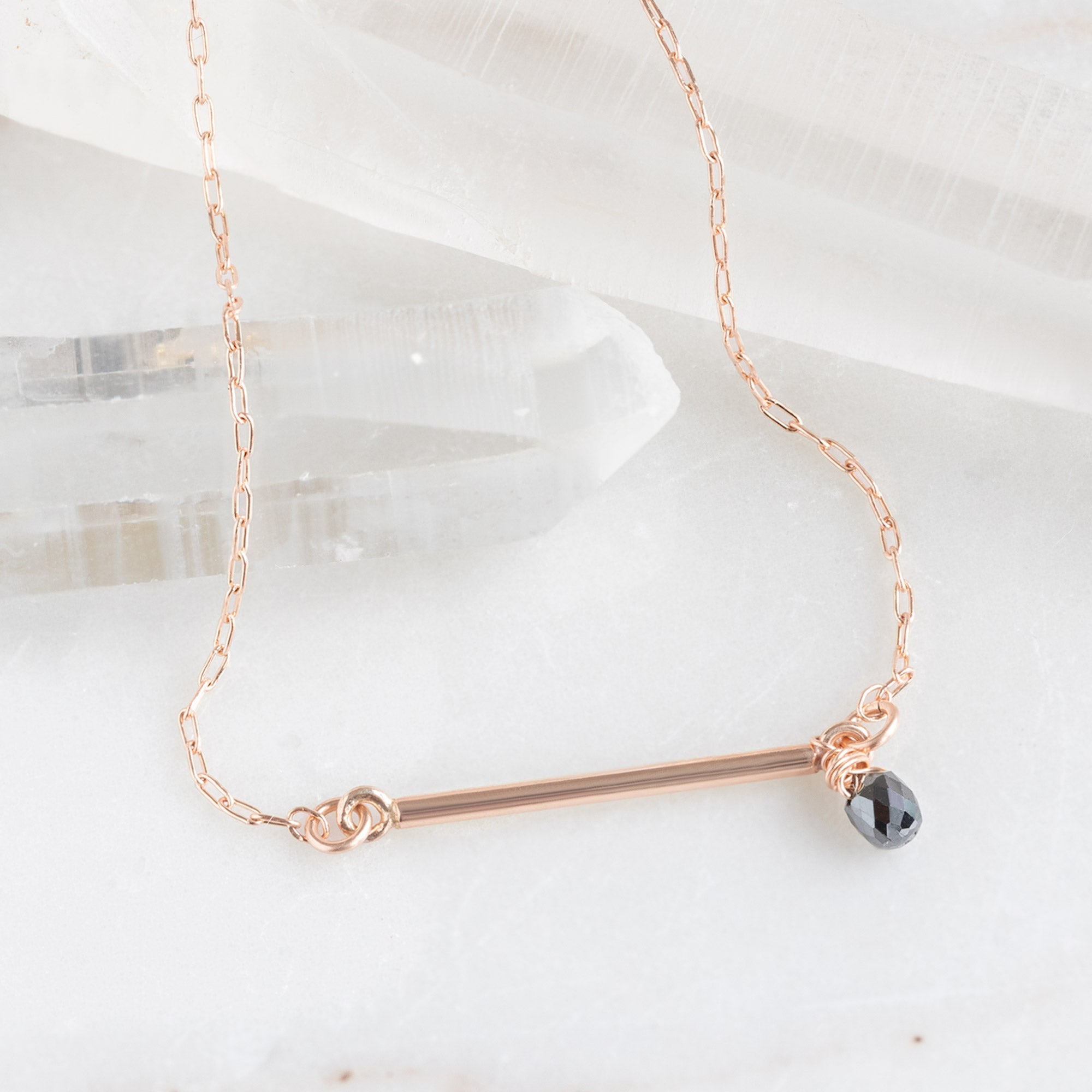 Alexis Russell Bracelets / Anklets The Black Diamond Briolette Bar Bracelet | Yellow or Rose Gold