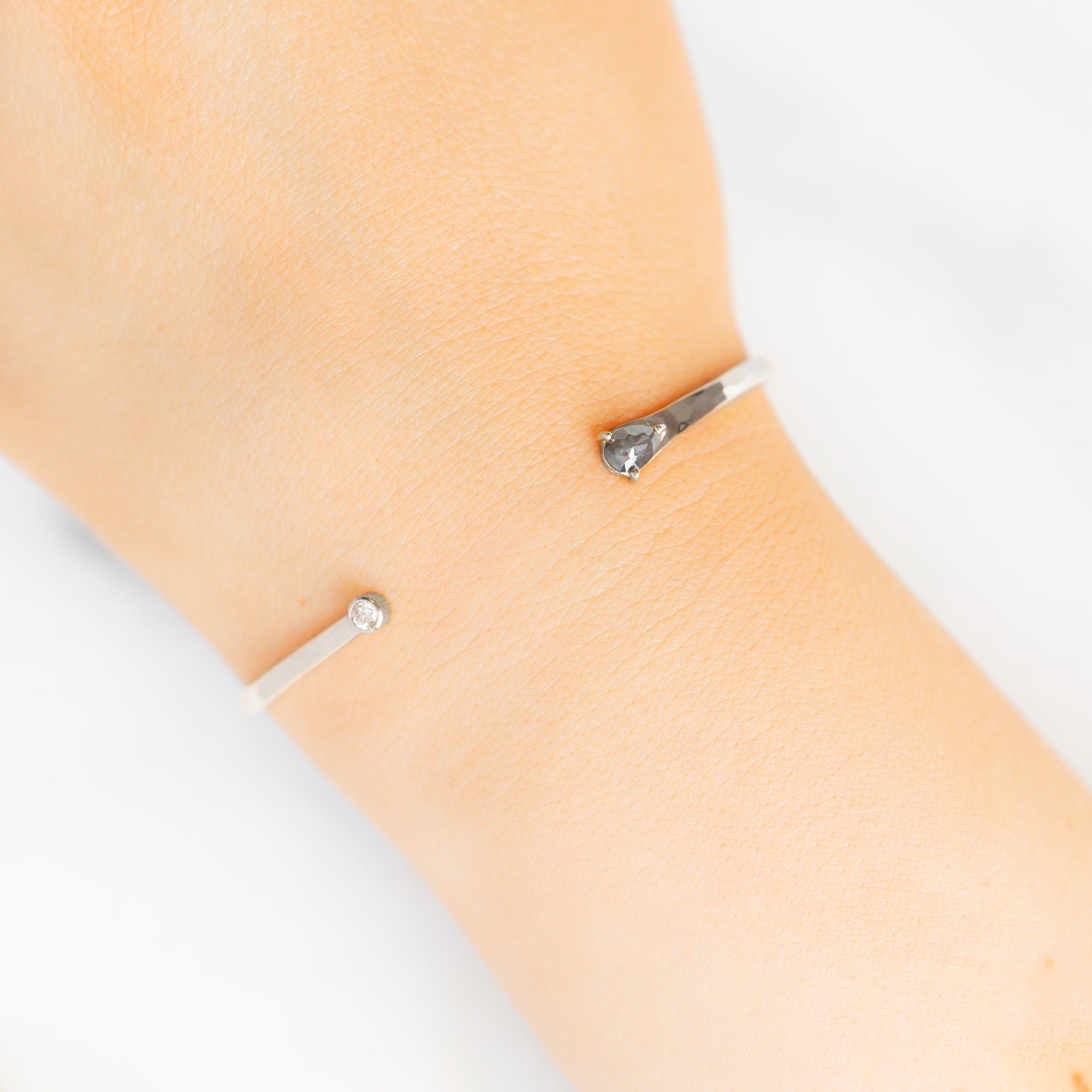 Alexis Russell Bracelets / Anklets The Black + White Diamond Cuff Bracelet | Sterling Silver