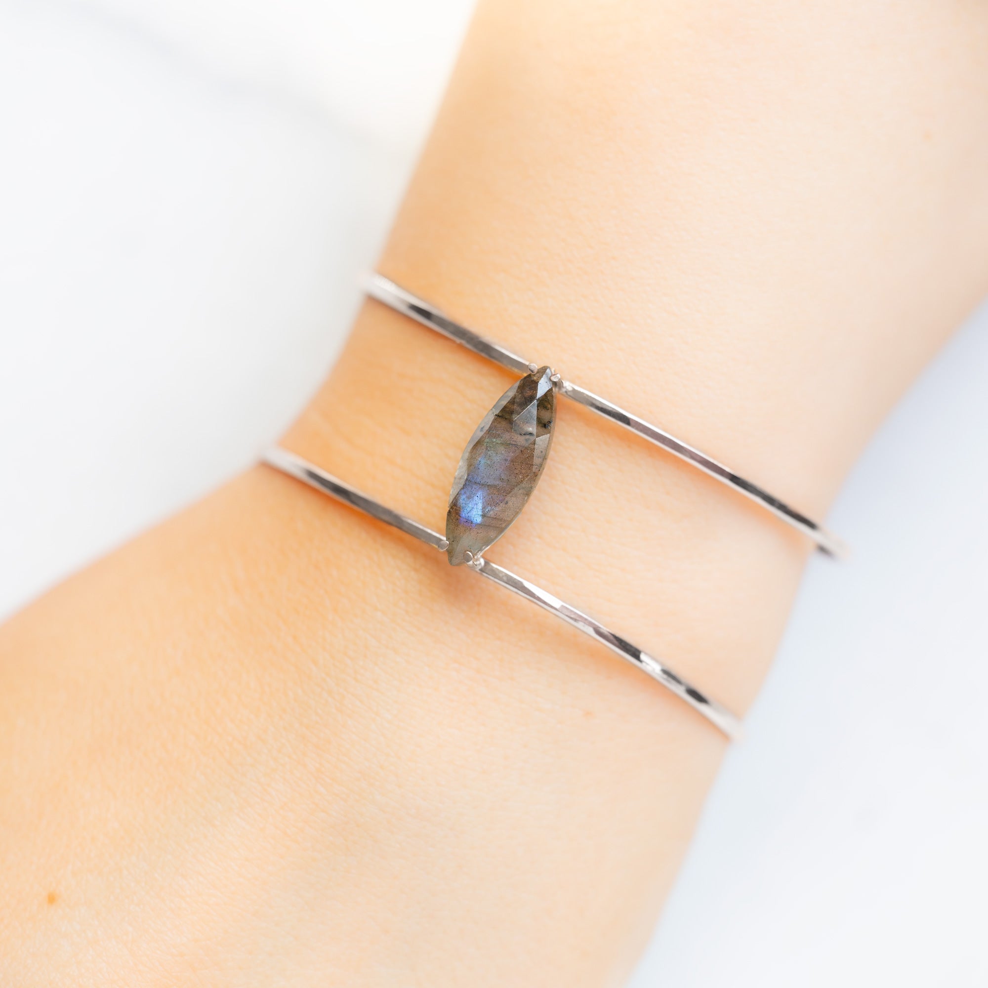 Alexis Russell Bracelets / Anklets The Labradorite Cage Cuff Bracelet | Sterling Silver