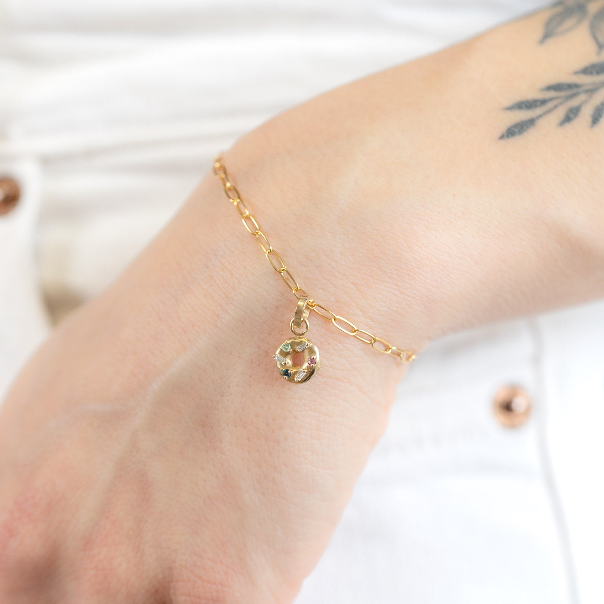 buy:the-donut-charm-10k-yellow-gold,the-drawn-cable-chain-charm-bracelet-10k-yellow-gold