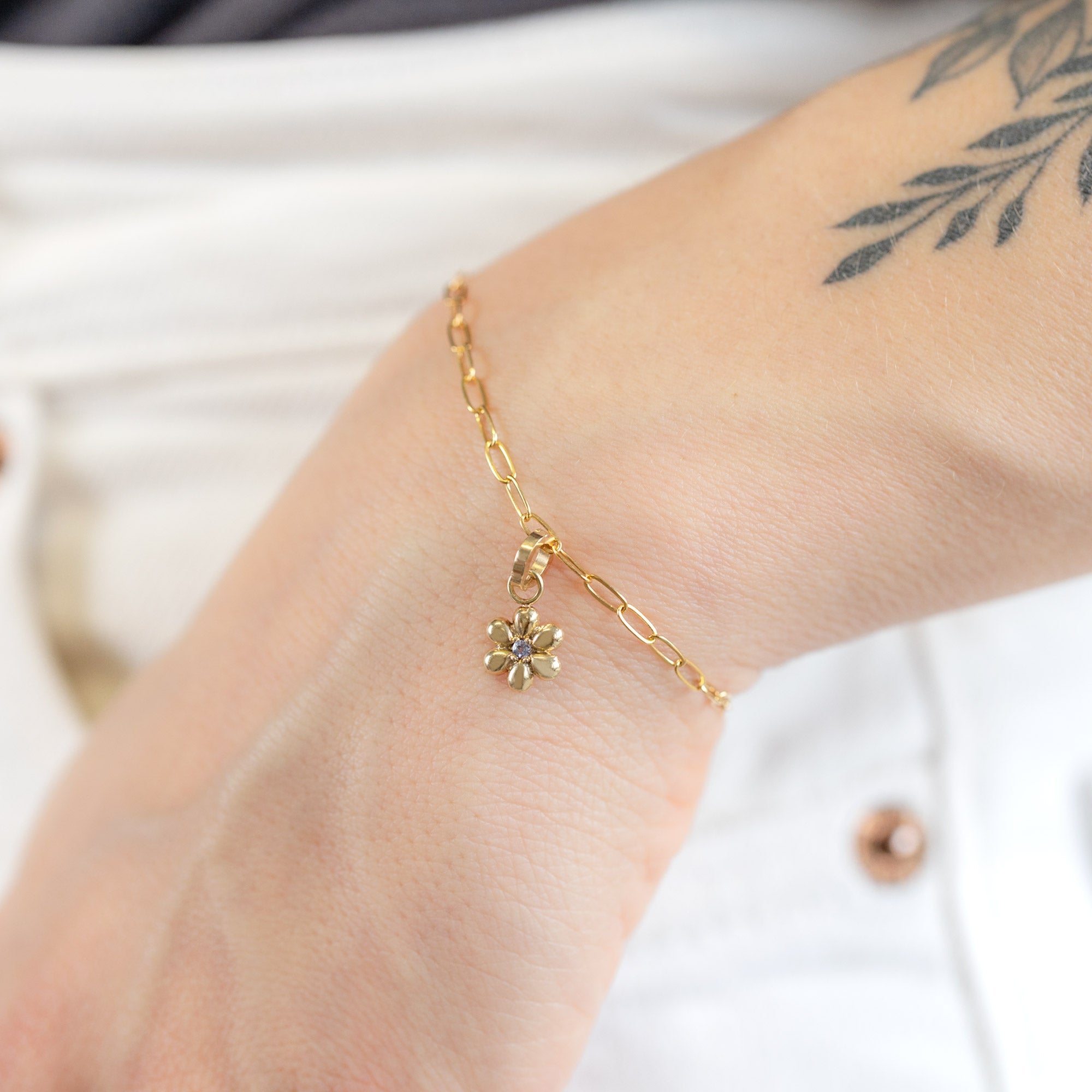 buy:the-flower-power-charm-10k-yellow-gold,the-drawn-cable-chain-charm-bracelet-10k-yellow-gold