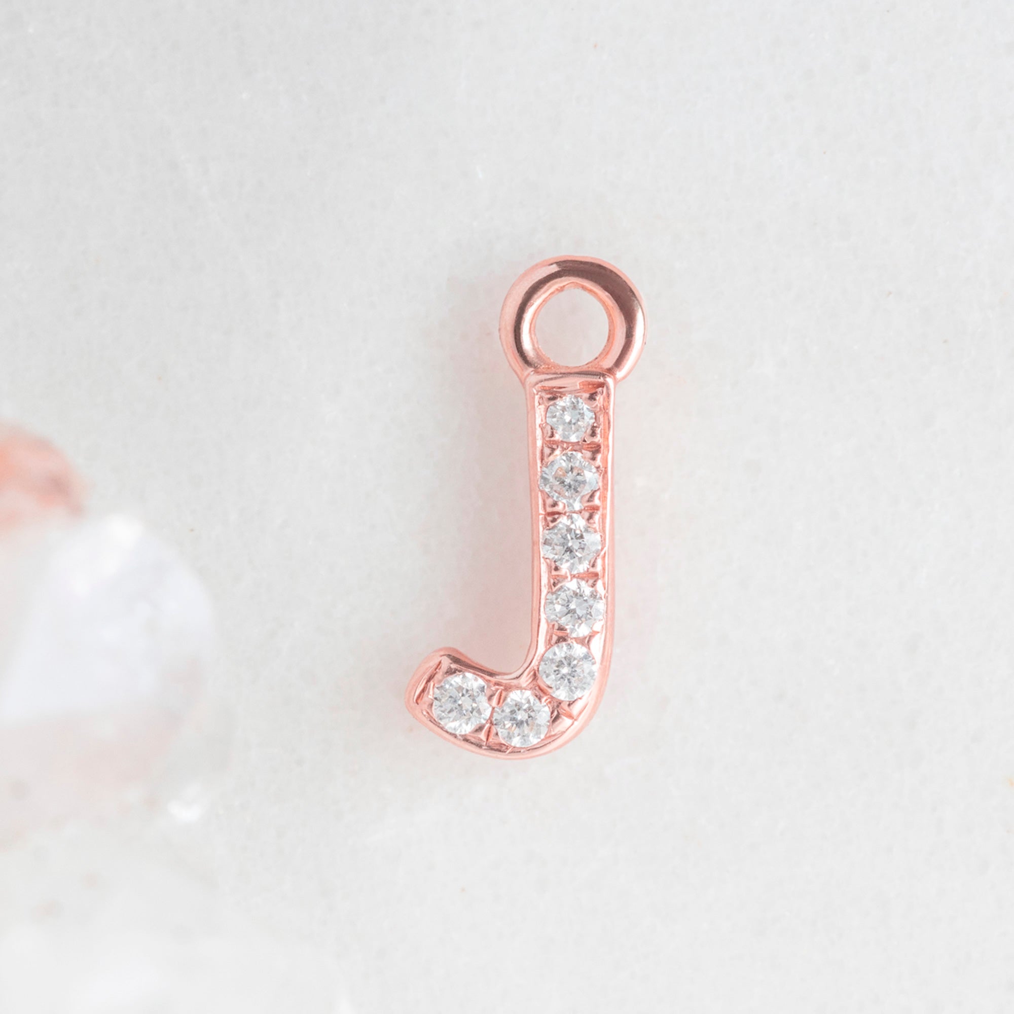 The White Diamond Pavé Letter Charm | Rose Gold