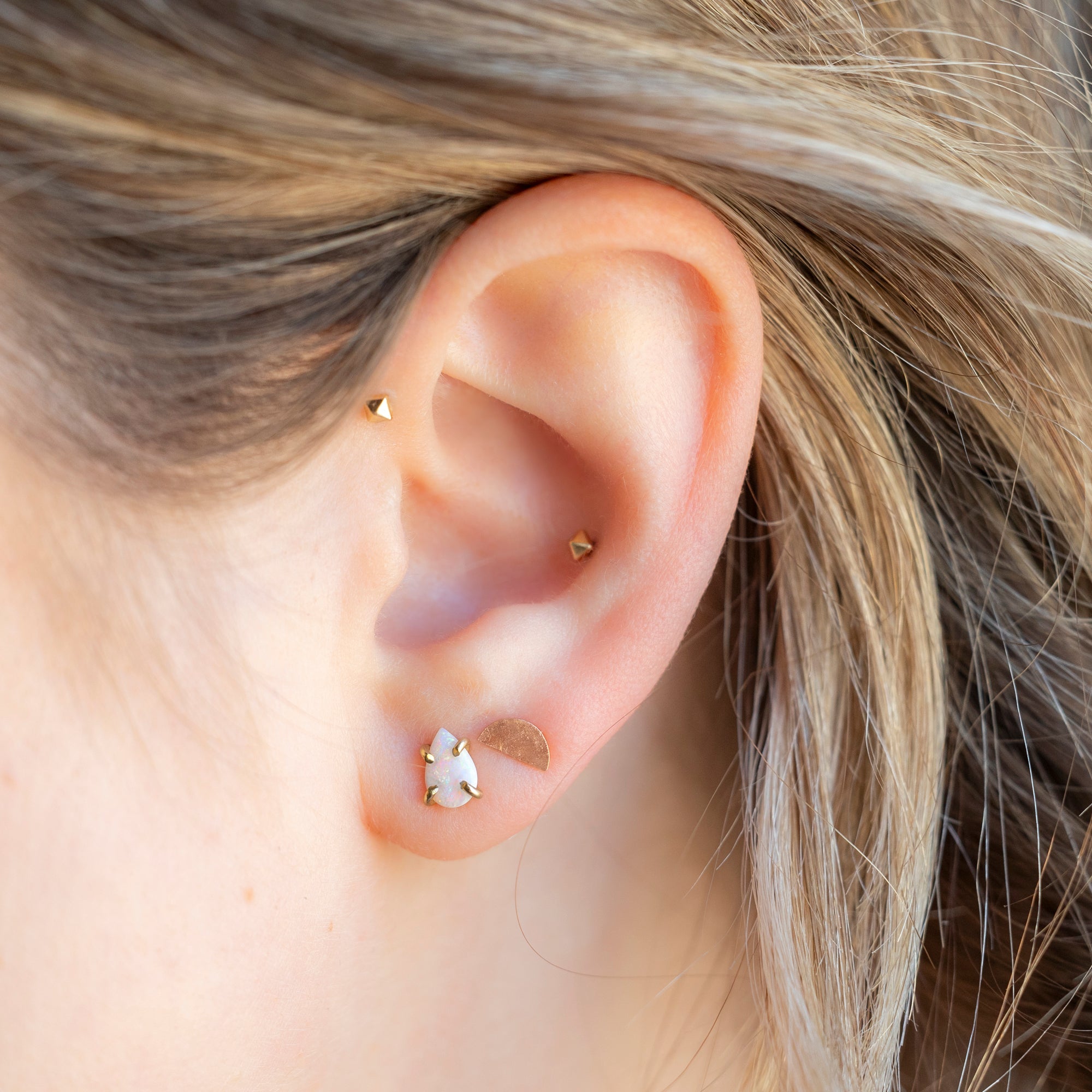 Alexis Russell Earrings The Opal Teardrop Stud Earrings | Yellow or Rose Gold