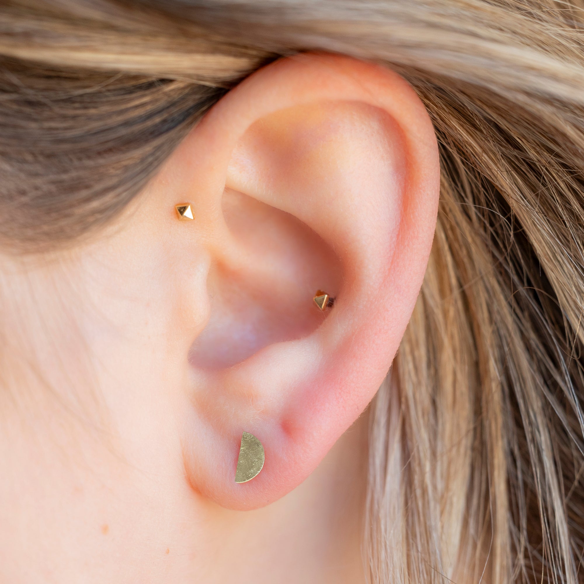Alexis Russell Earrings The Gold Half Moon Stud Earrings | Yellow Gold