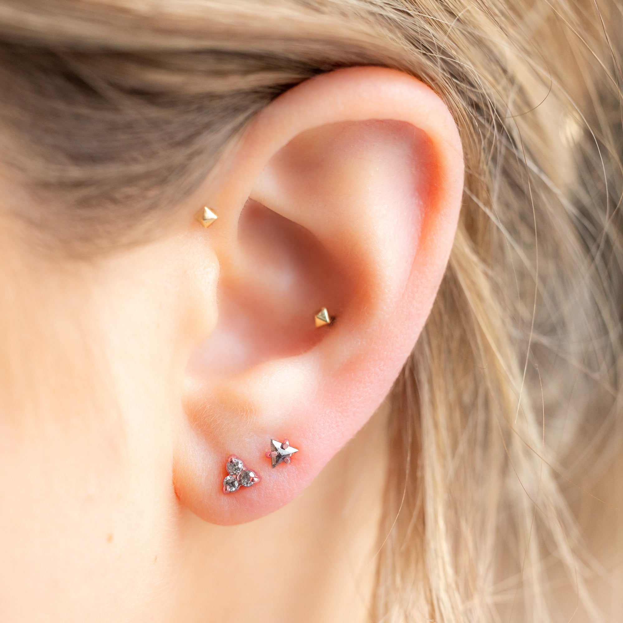 Alexis Russell Earrings The Black Diamond Trillion Stud Earrings | Yellow, Rose or White Gold