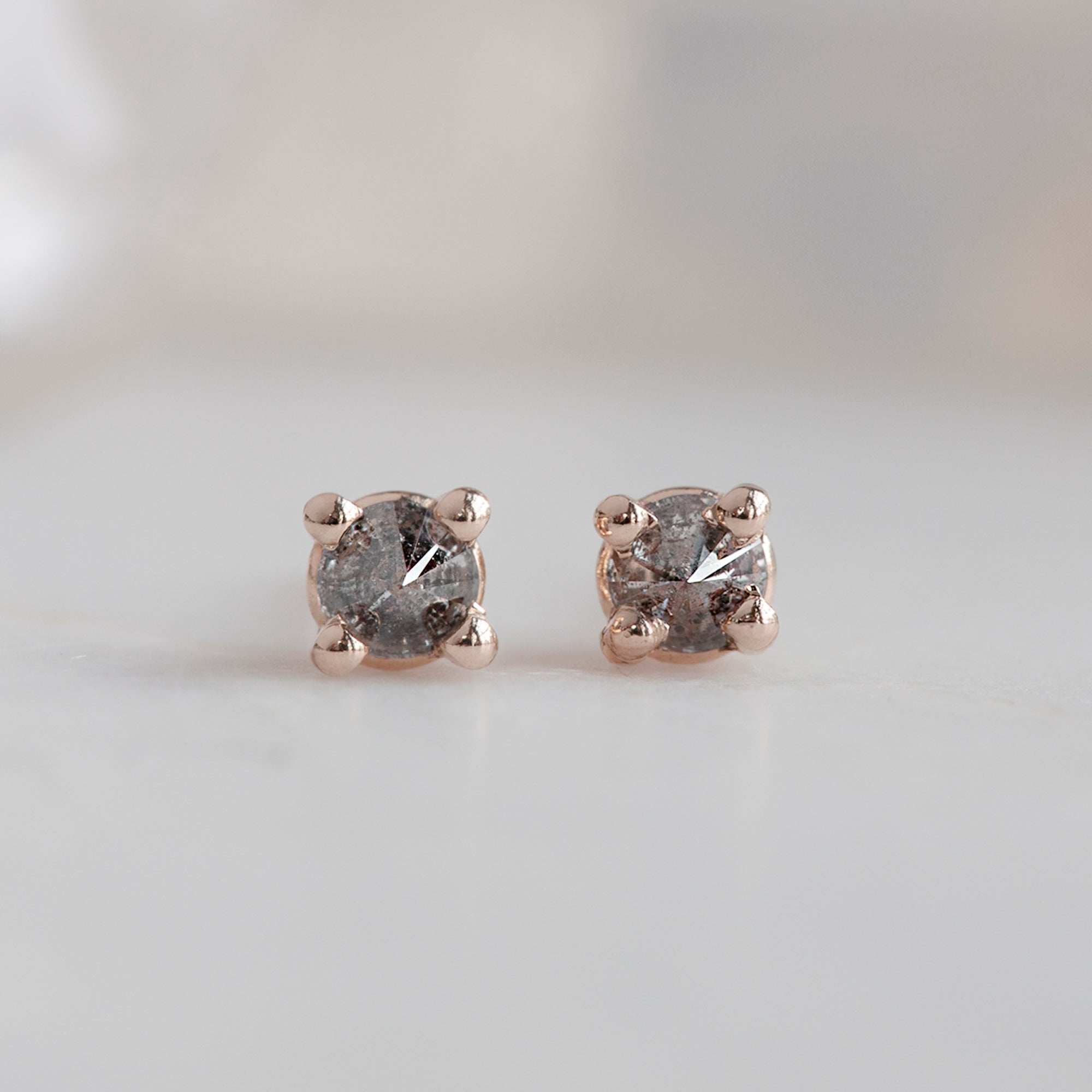 Alexis Russell Earrings The Inverted Salt and Pepper Diamond Stud Earrings | Rose Gold