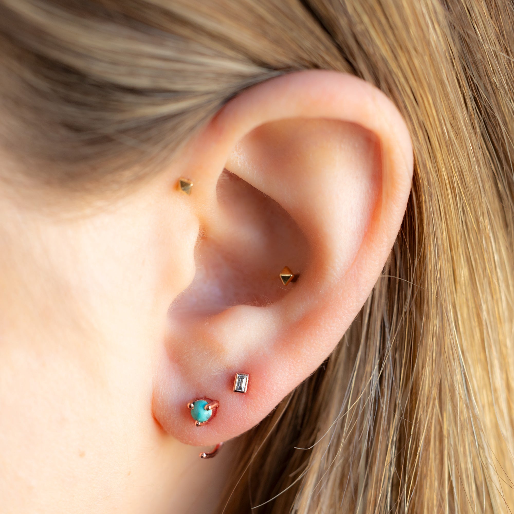 Alexis Russell Earrings The Turquoise Huggie Earrings | Yellow, Rose or White Gold