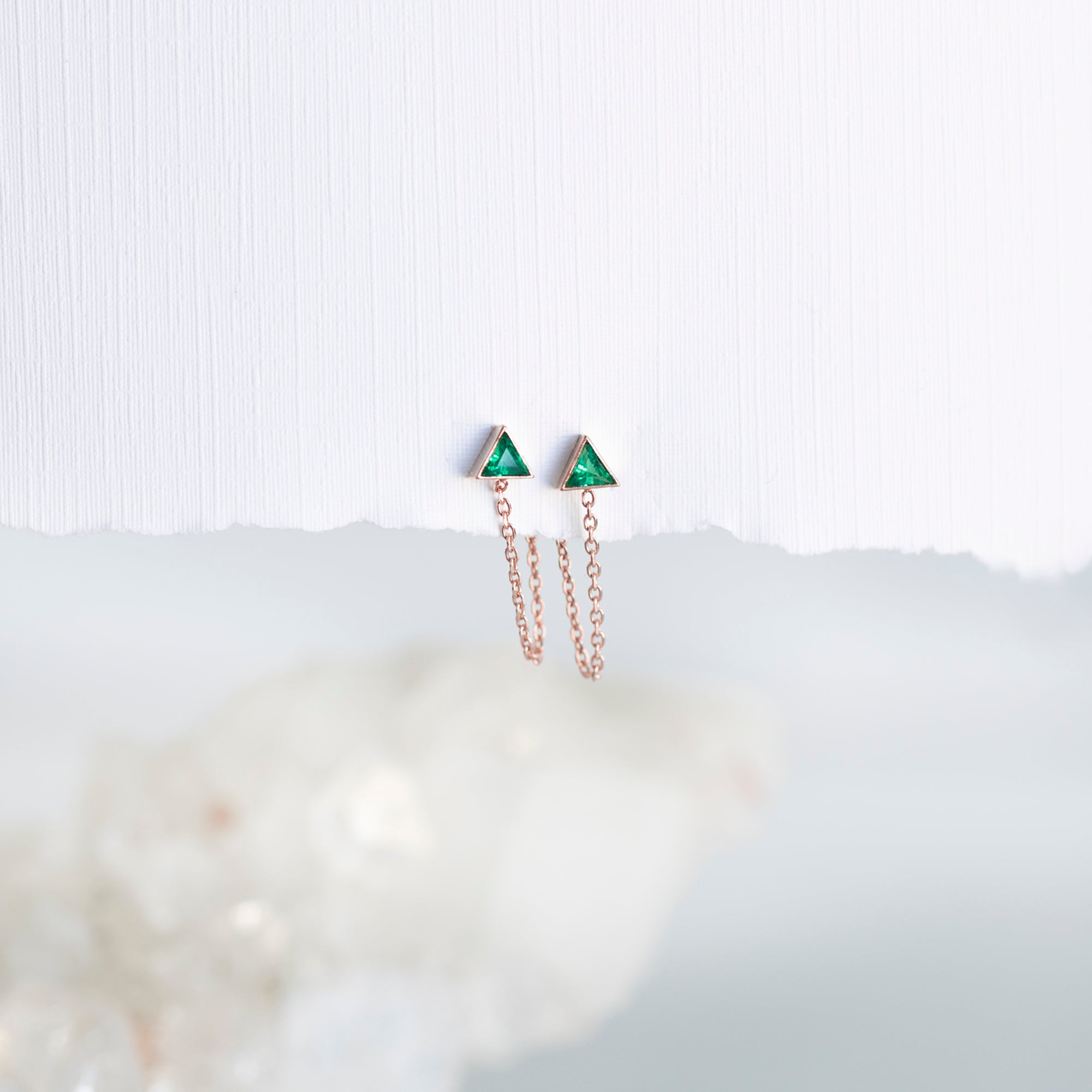 The Emerald Trillion Chain Hoop Earrings | Yellow, Rose or White Gold