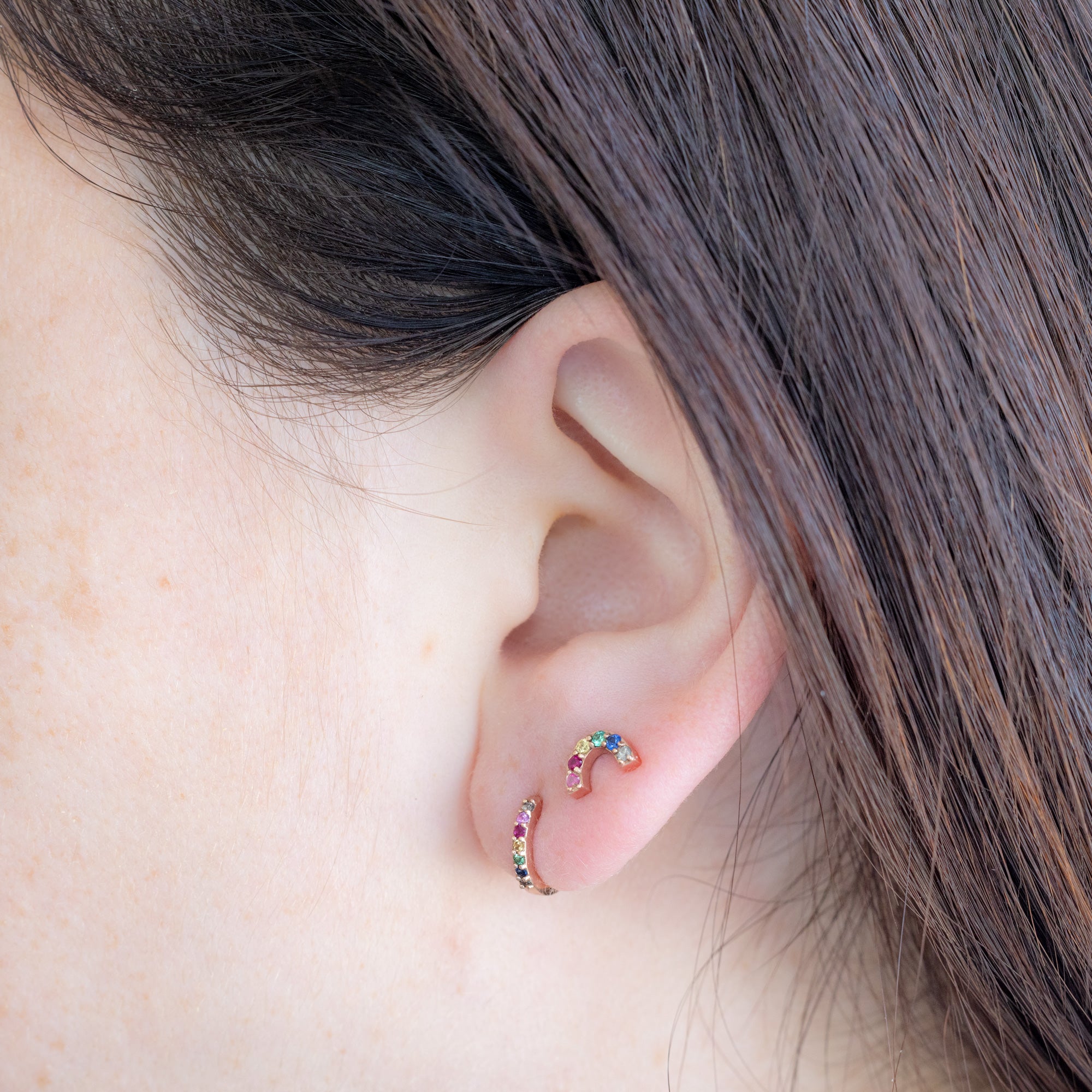 The Rainbow Sapphire Stud Earrings | Yellow, Rose or White Gold