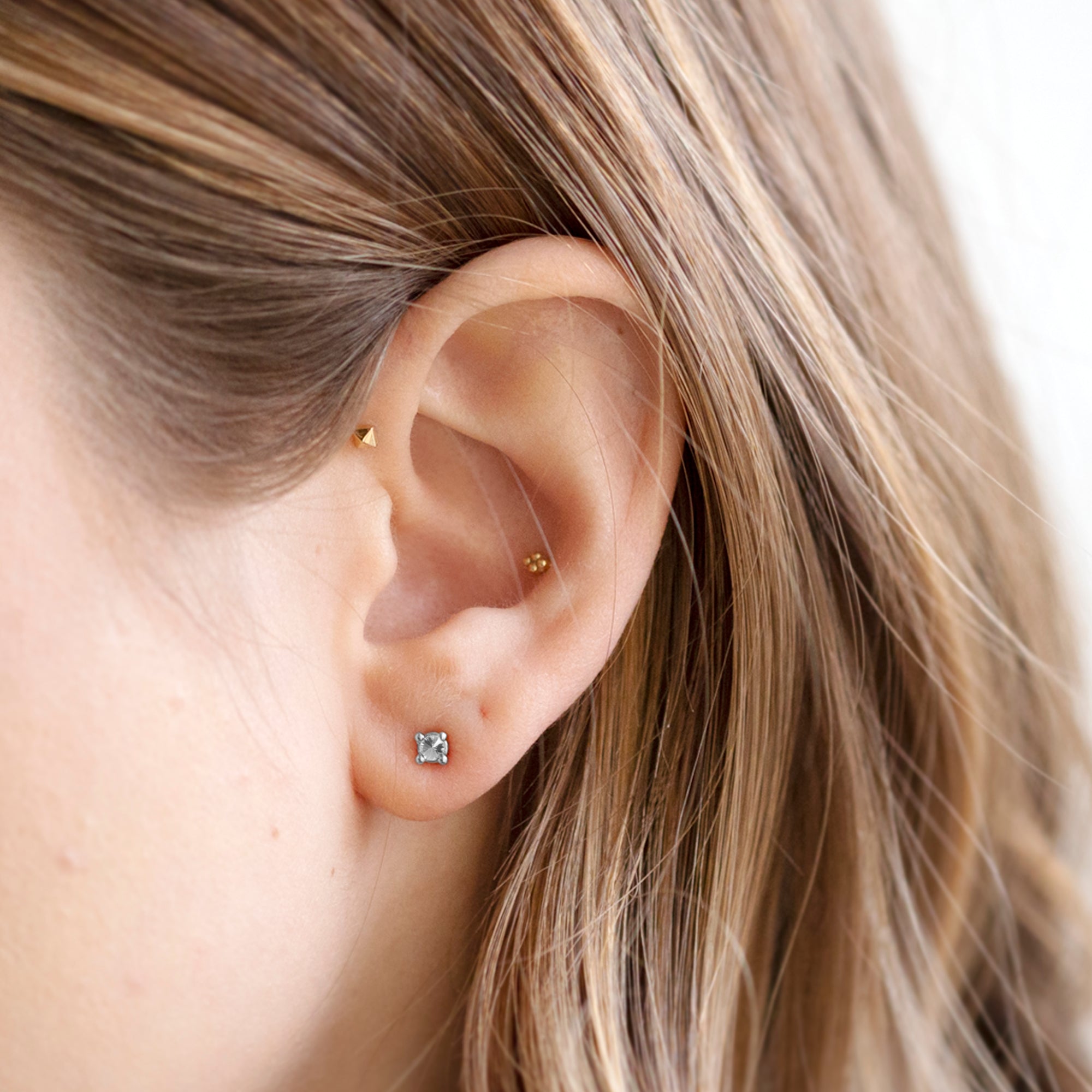 Alexis Russell Earrings The Inverted White Diamond Stud Earrings | White Gold