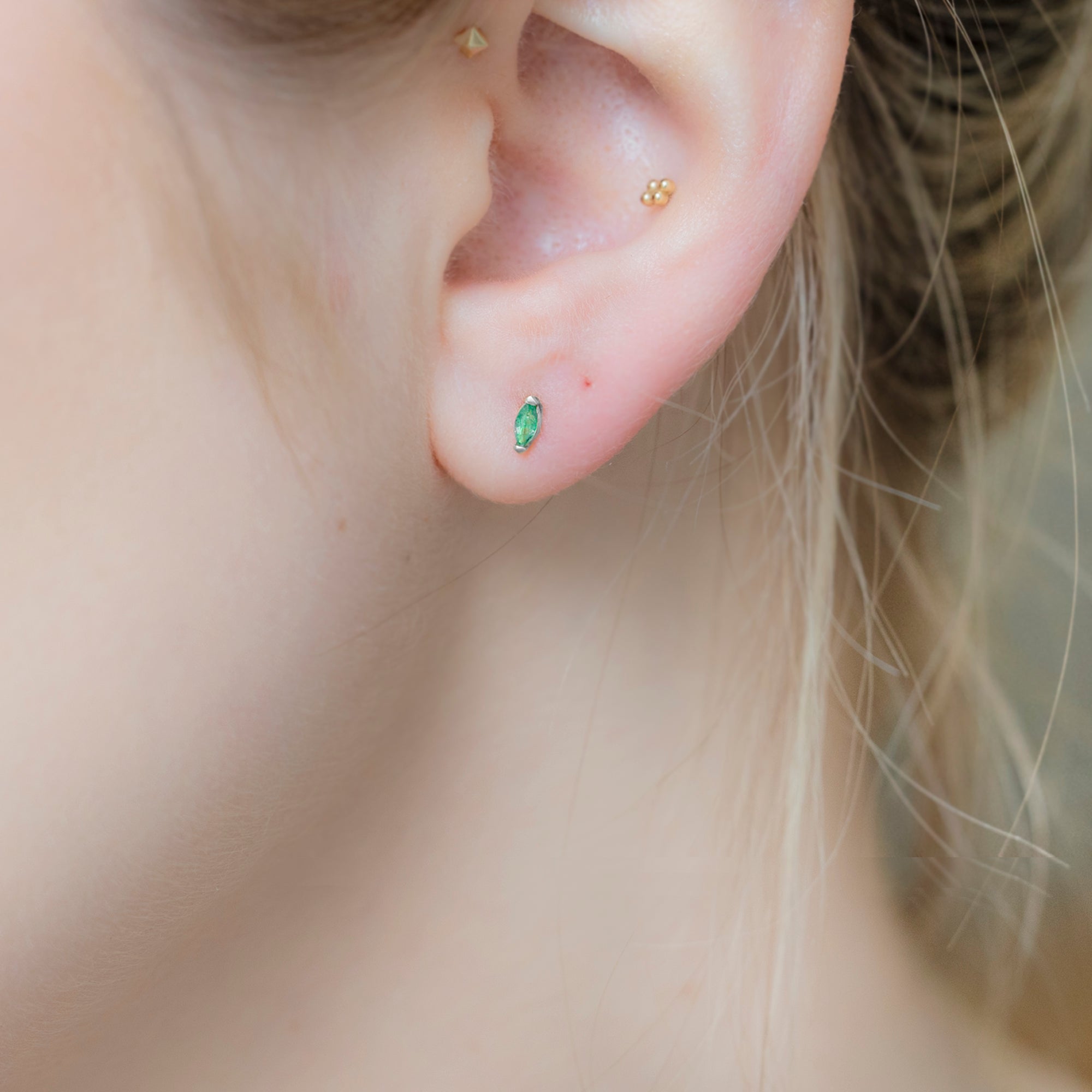 Alexis Russell Earrings The Teensy Emerald Stud Earrings | White Gold