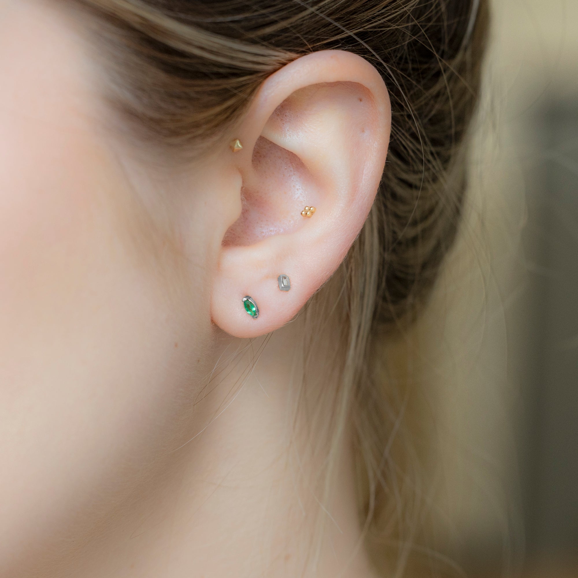 Alexis Russell Earrings The Teensy Emerald Stud Earrings | White Gold