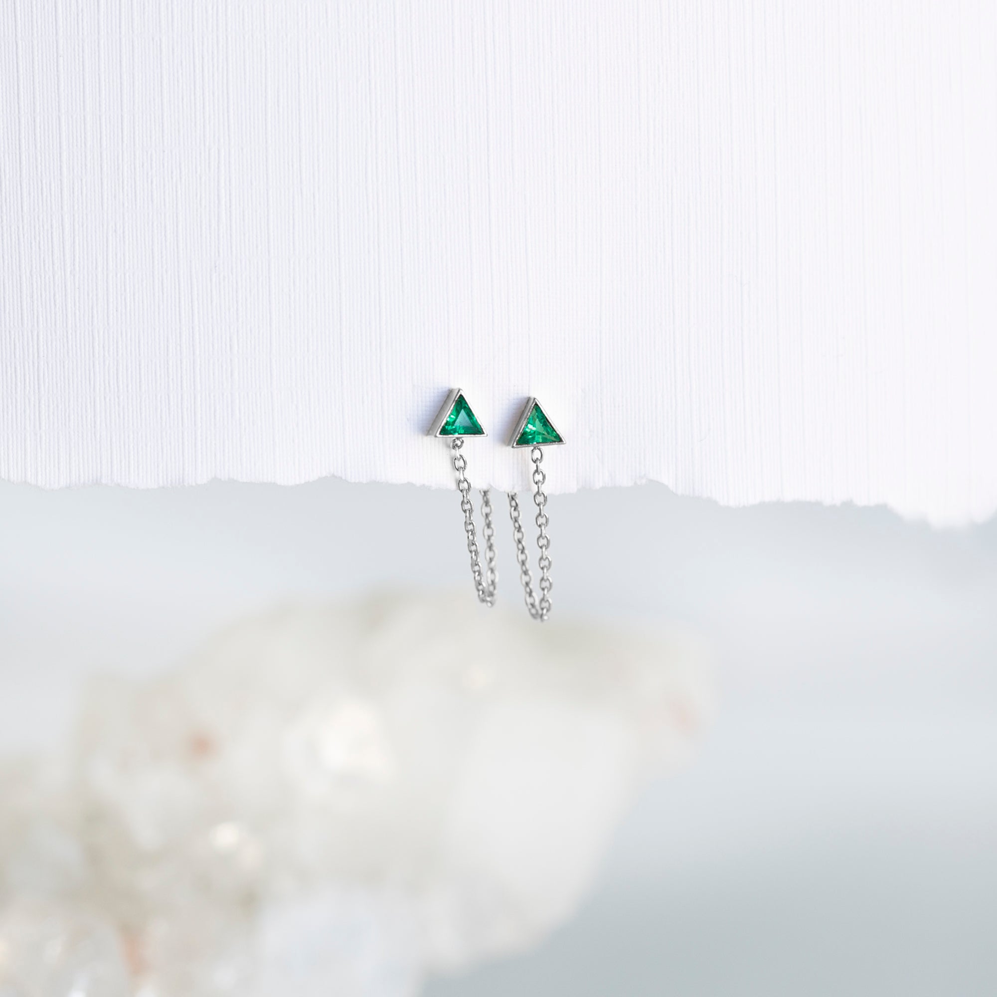 The Emerald Trillion Chain Hoop Earrings | Yellow, Rose or White Gold